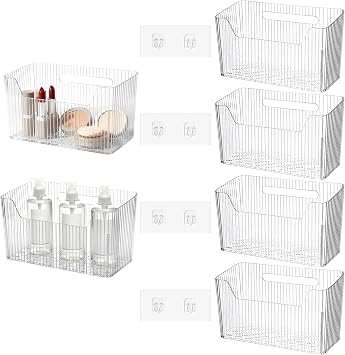 4pcs Adhesive Cabinet Door Storage Bin Wall Mounted Inside Over Cabinet Door Organizer Clear Storage Shelf Containers For Food Under Sink Storages Shelf Refrigerator Kitchen Bathroom Office