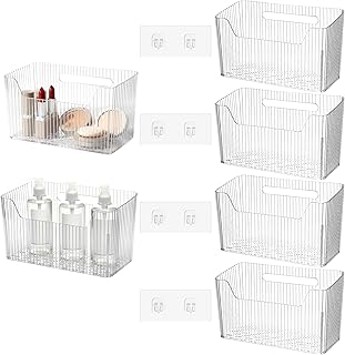 4pcs Adhesive Cabinet Door Storage Bin Wall Mounted Inside Over Cabinet Door Organizer Clear Storage Shelf Containers For Food Under Sink Storages Shelf Refrigerator Kitchen Bathroom Office