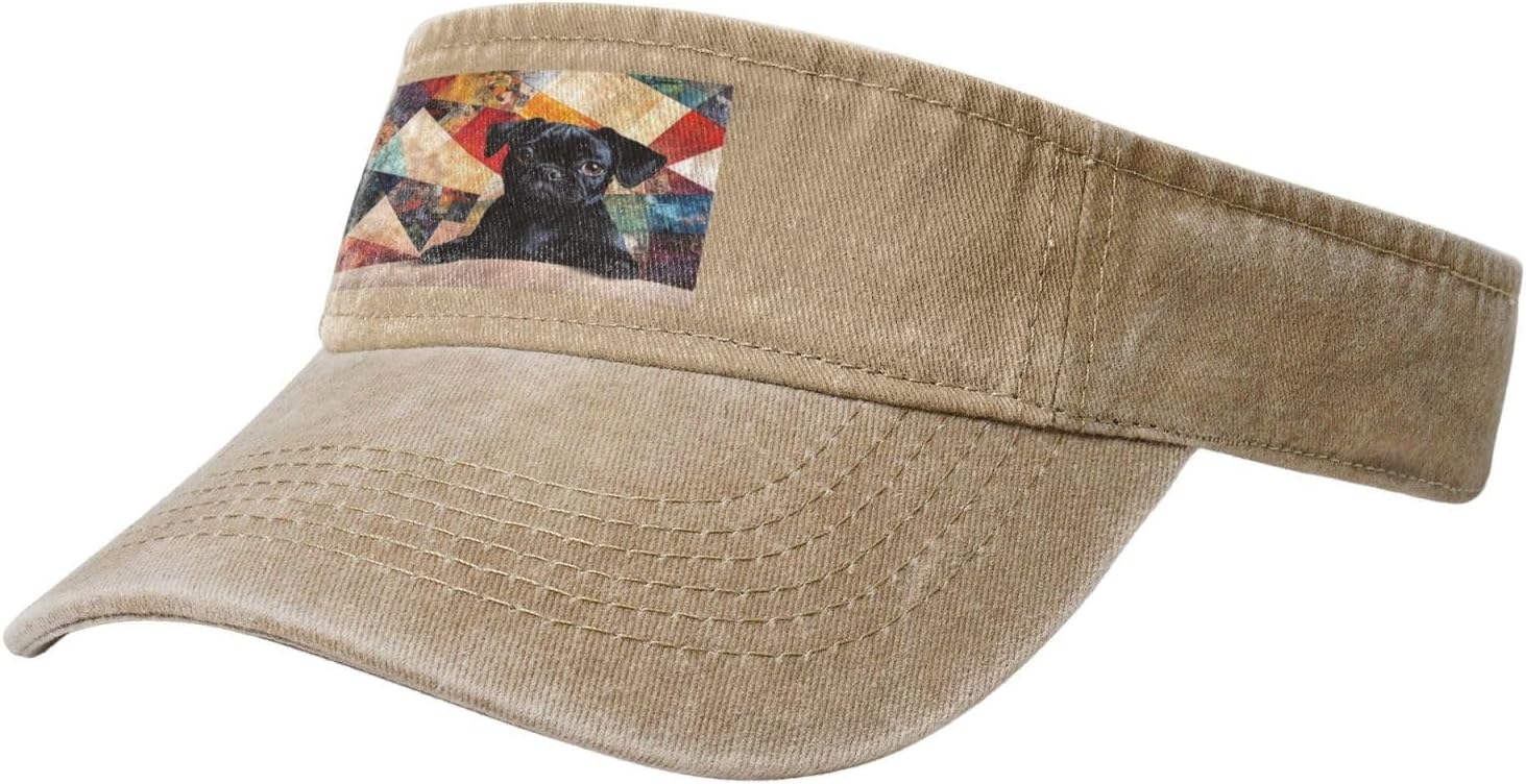Sun Hats for Men Women Summer Sport Empty top Baseball Cotton with for Beach, Summer, A Painting of a Cute Dog Black