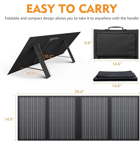 Powkey 60W Foldable Solar Panel for 100W~350W Portable Power Station