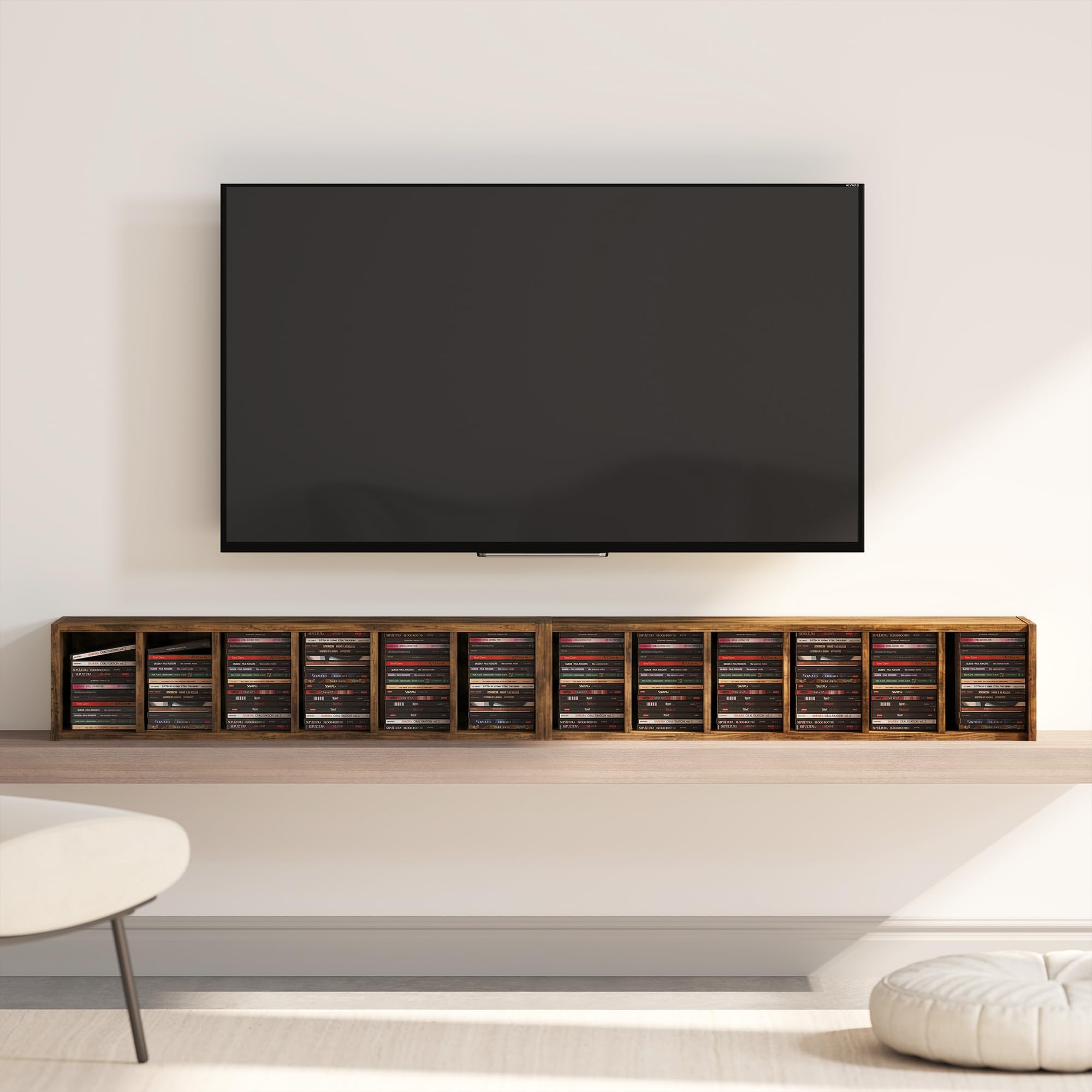 HOMCOM Scaffale Porta CD 2 Pezzi a 6 Ripiani, Scaffale Libreria in Legno per 204 CD ad Altezza Regolabile, 21x22.5x88.5 cm, Marrone Rustico