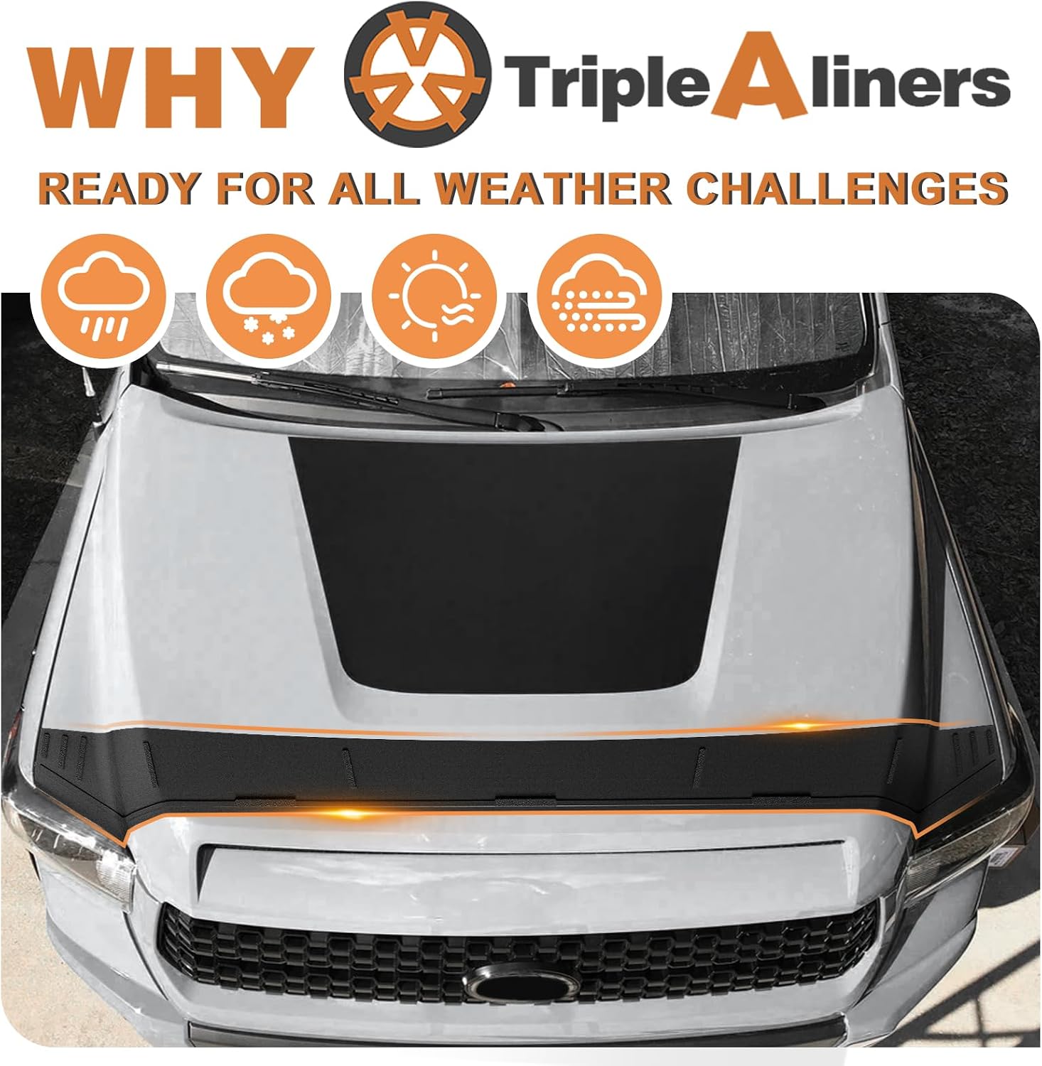 TripleAliners Hood Deflector Protector Compatible with 2014-2021 Toyota Tundra Accessories Hood Protector TPE Bug Deflector Shield Replacement