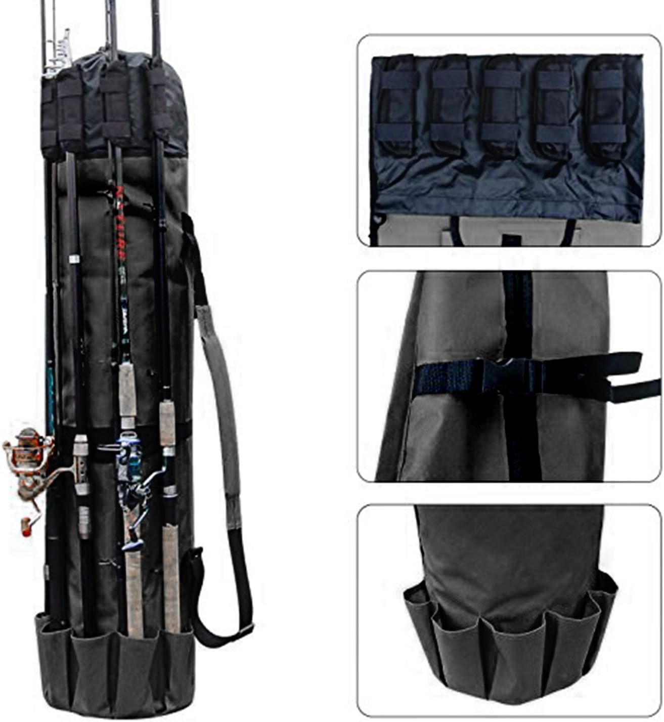 Wowelife Fishing Rod Carrier Fishing Reel Organizer Pole Storage Bag for Fishing and Traveling, A Gift for Family Father, Daughter and Friends (Black) : Sports & Outdoors