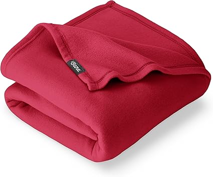 Bare Home Polar Fleece Blanket - Full/Queen - Red - Warm & Cozy - Premium Fleece Throw for Bed, Sofa, Camping, Travel and Cold Nights - Lightweight Blanket Full/Queen, Red