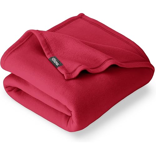 Bare Home Polar Fleece Blanket - Extra Long - Red - Warm & Cozy - Premium Fleece Throw for Bed, Sofa, Camping, Travel and Cold Nights - Lightweight Blanket (Twin/Twin XL, Red)