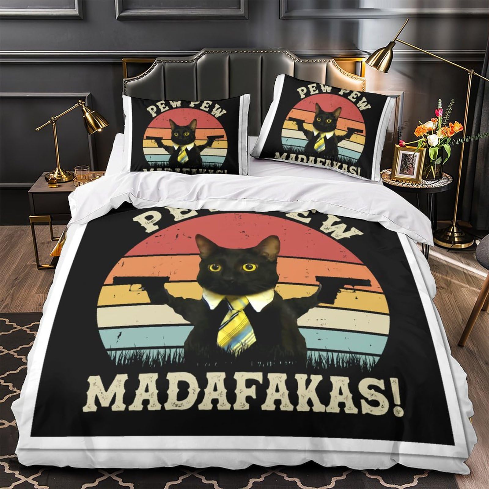 Housse de couette chat mignon 200x200 hypoallergénique contre les nuits agitées