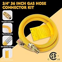Vista 3 de Kit de conector de línea de gas de 36 pulgadas, línea de gas flexible para estufa, secador, diámetro de tubería de 1 pulgada. OD