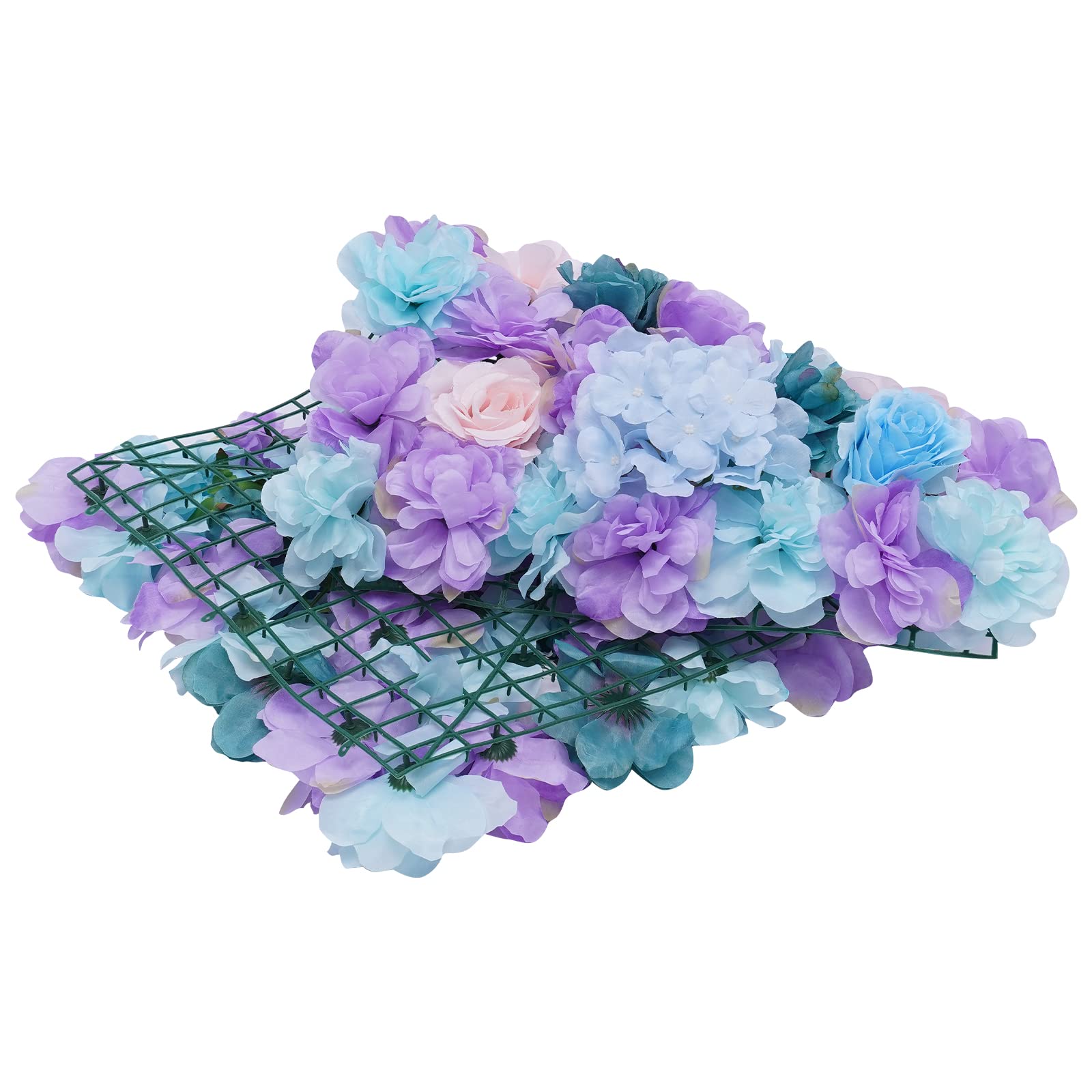 6 Stück DIY Deko Blumen Wandpaneele Hochzeit Hintergrund, Künstliche Blumen Wandhintergrund Seidenblumen Wand Panel, Dekorative Kunstblumen-Wandmatte Wanddekoration für Hochzeit Party (Blau)