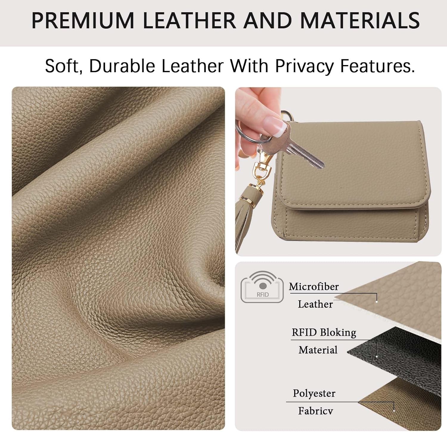 Keychain Wallet RFID Wristlet Wallets for Women,Small Wallets Woman Key Chain Wallet with Coin Pocket and Id Window - Image 3