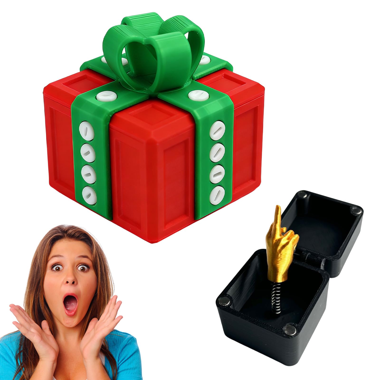 Mtbricey Middle Finger Surprise Gift Box with Screw for Adult，Red Green — image 1