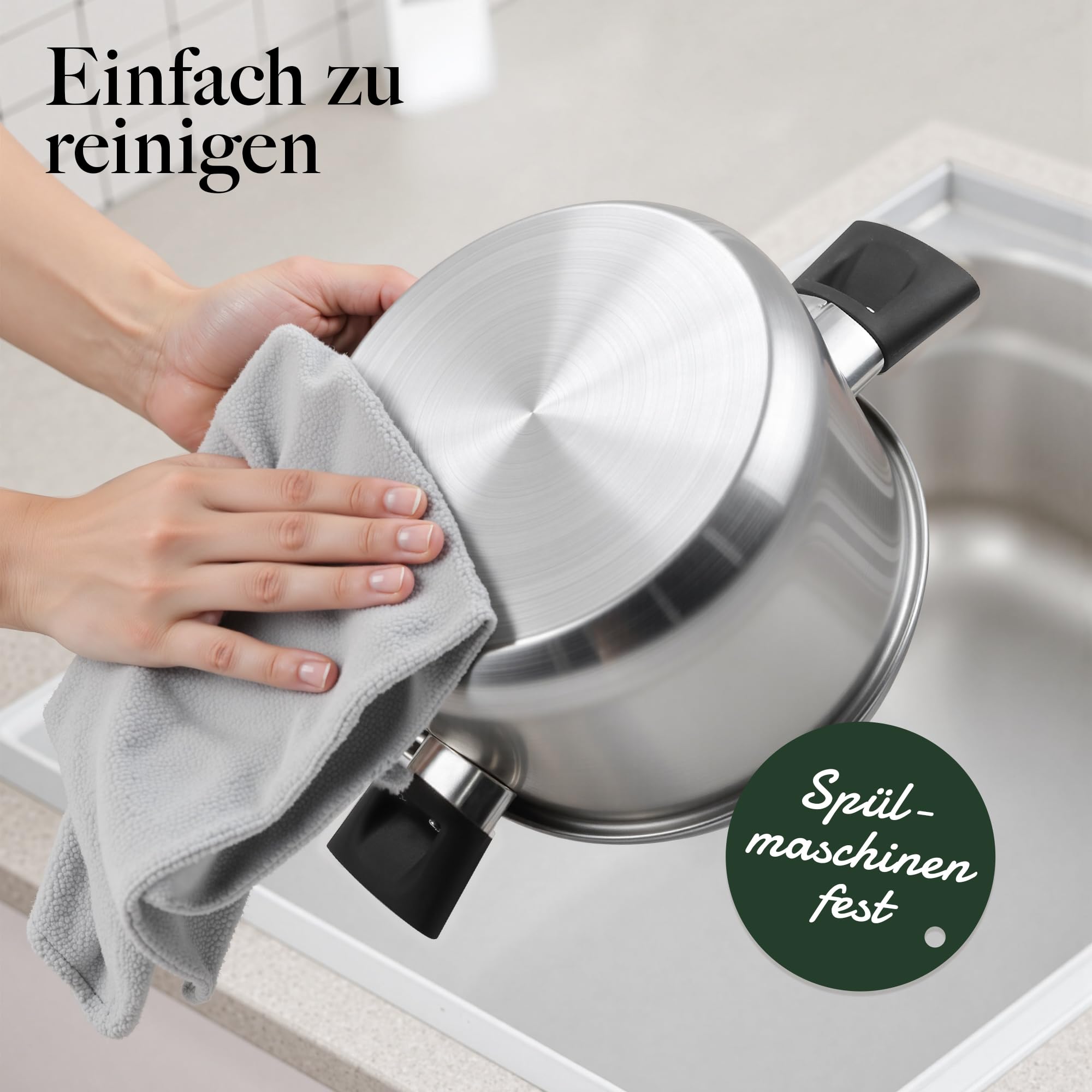 6-Teilig Topfset Pfannenset aus Edelstahl Induktions Töpfe Set Kochtopf Set mit Deckel vielseitig Topf und Pfannenset für Alle Herdarten spülmaschinenfest unbeschichtet Kochtopfset für gesundes Kochen