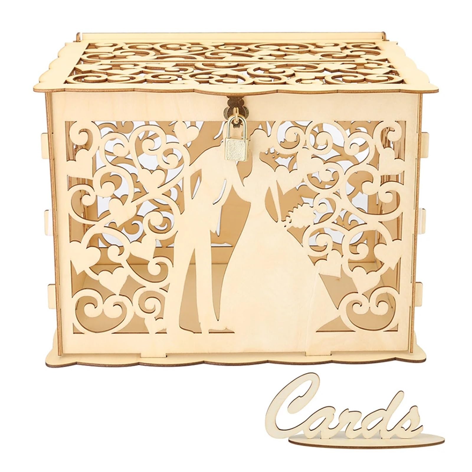 WEOKDFHA Wedding Card Box Wedding Card Box With Lock Money Holder Rustic For Reception Bridal