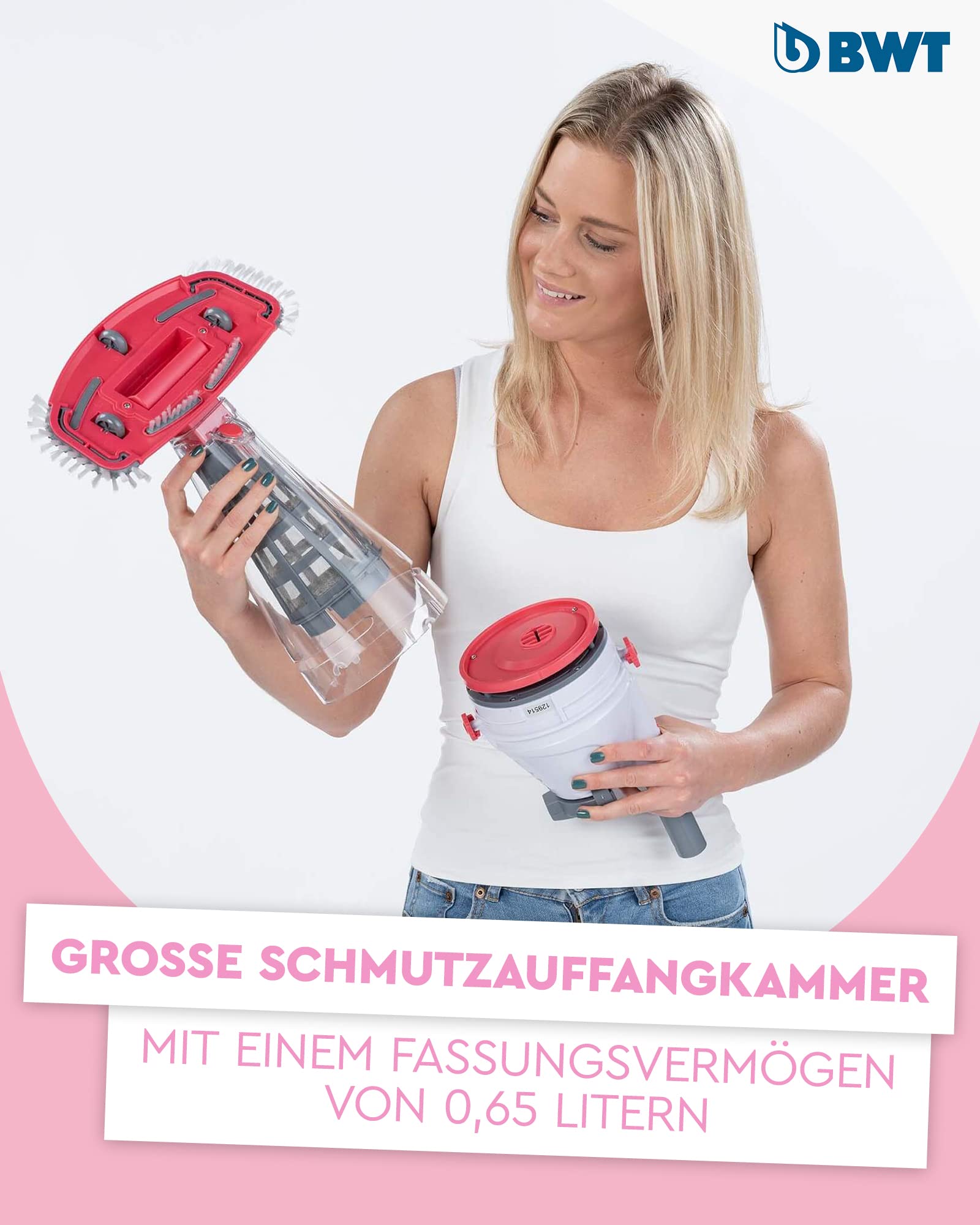 BWT Poolsauger Akku BC50, kabelloser Pool Bodensauger | Kabellos, 40min Laufzeit, 2000 mAh, für Pools bis 25000l, USB-Ladung