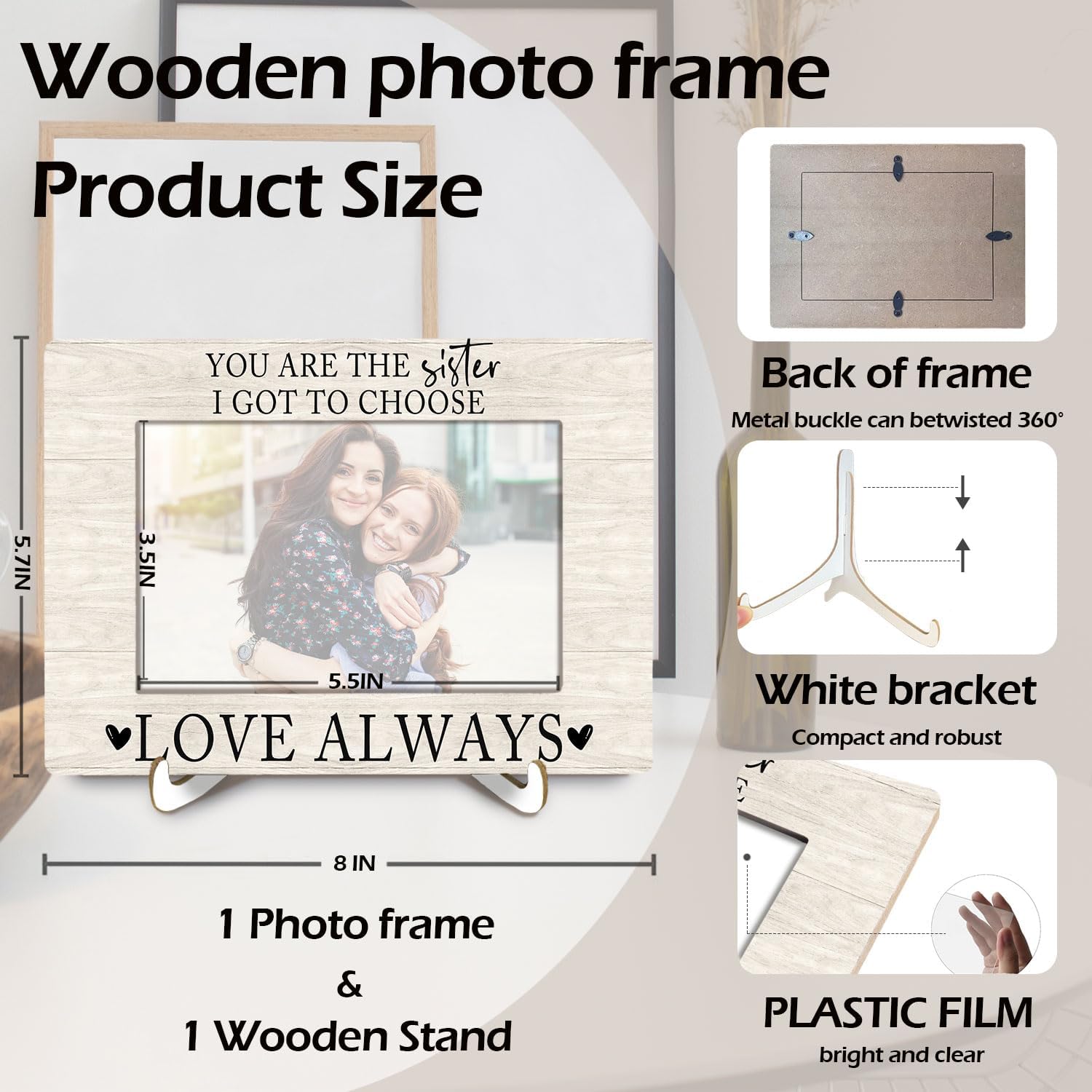 Friend Picture Frame 4x6, You Are the Sister I Got to Choose Photo Frame, Bestie BFF Sister Gifts for Women, Friendship Gifts for Women Friends Friends-03