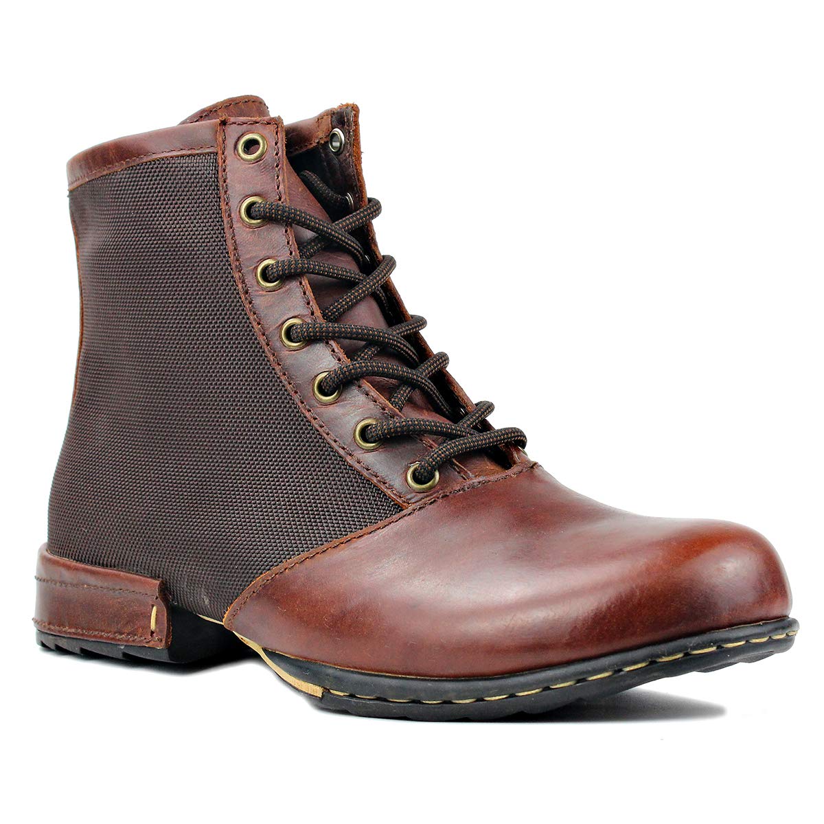 OSSTONE Botas para Moto Botines Hombre de Invierno Piel Zapatos Negras Vestir Nieve Piel Forradas Calientes Planas Combate Militares Cremallera Boots OS-5008-2