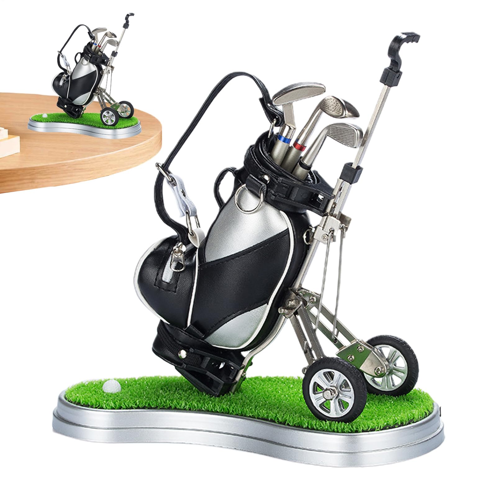 Generisch Kredki golfowe, zestaw ołówków golfowych, torba do minigolfa z wózkiem, 3 kije golfowe i długopisy, wyjątkowe pamiątki golfowe, zabawne pończochy bożonarodzeniowe dla dorosłych, mężczyzn