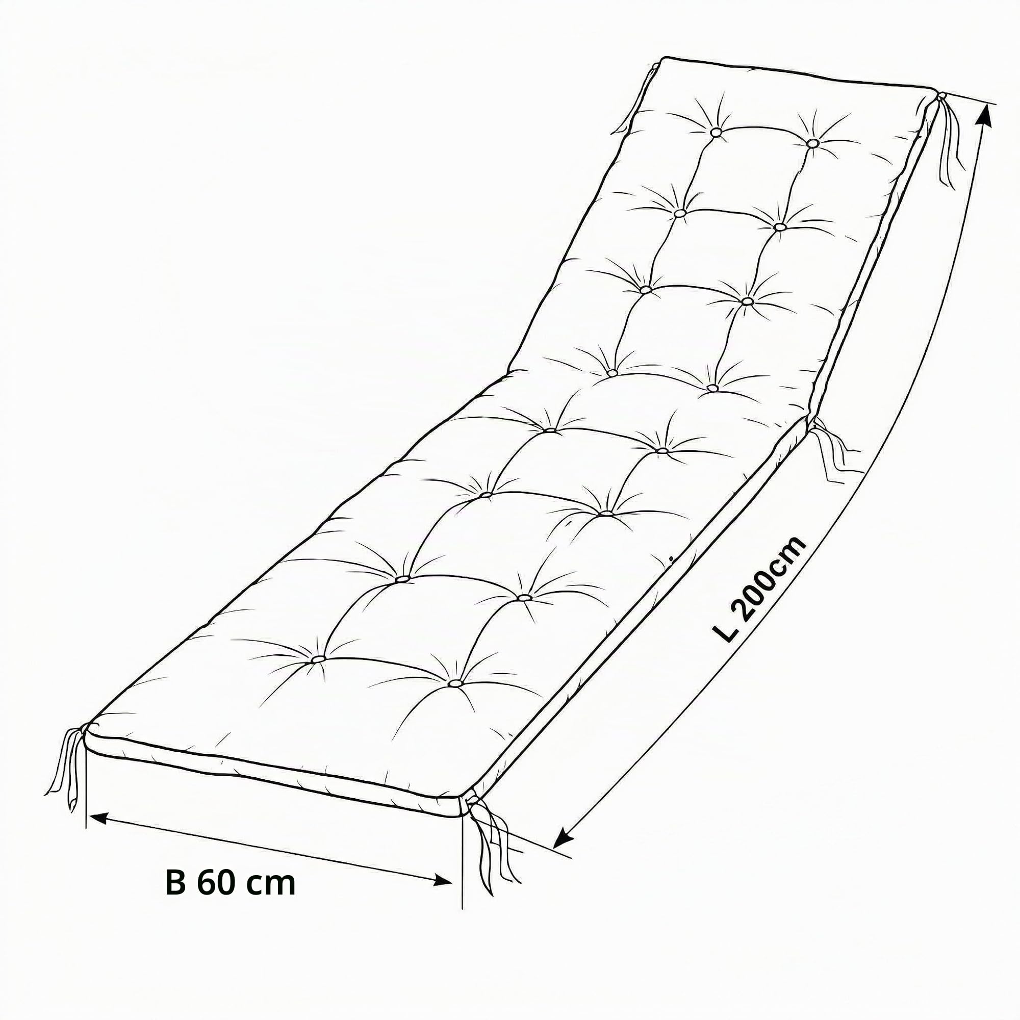 Spatium Liegenauflage Gartenliege Outdoor Sitzkissen Wasserabweisend Atmungsaktiv Gesteppt Sonnenliege Polster Bequem Robust Nachfüllbar 200x60cm Anthrazit