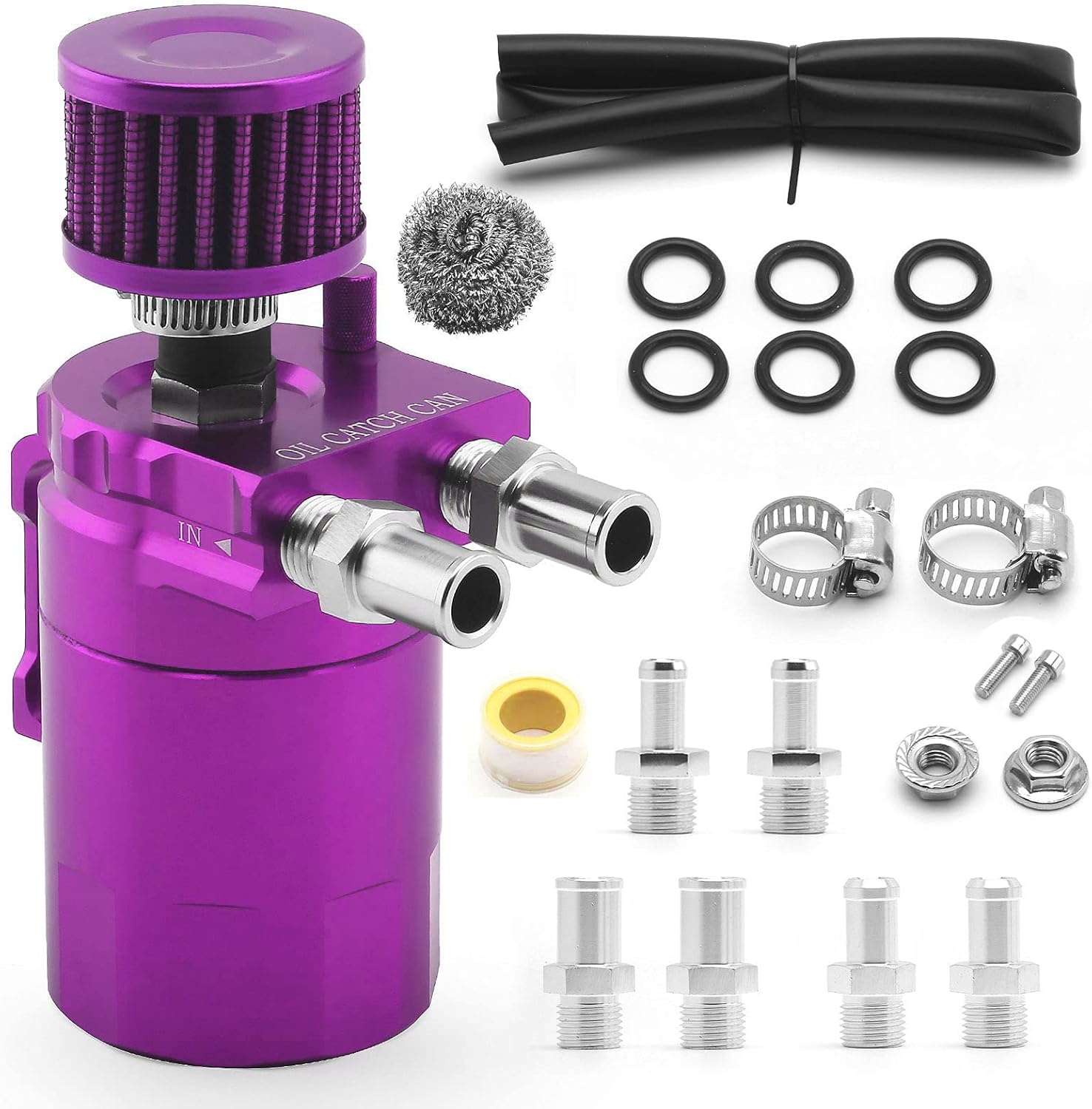 muge racing Universal Baffled Oil Catch Can with Breather Filter 400 ml