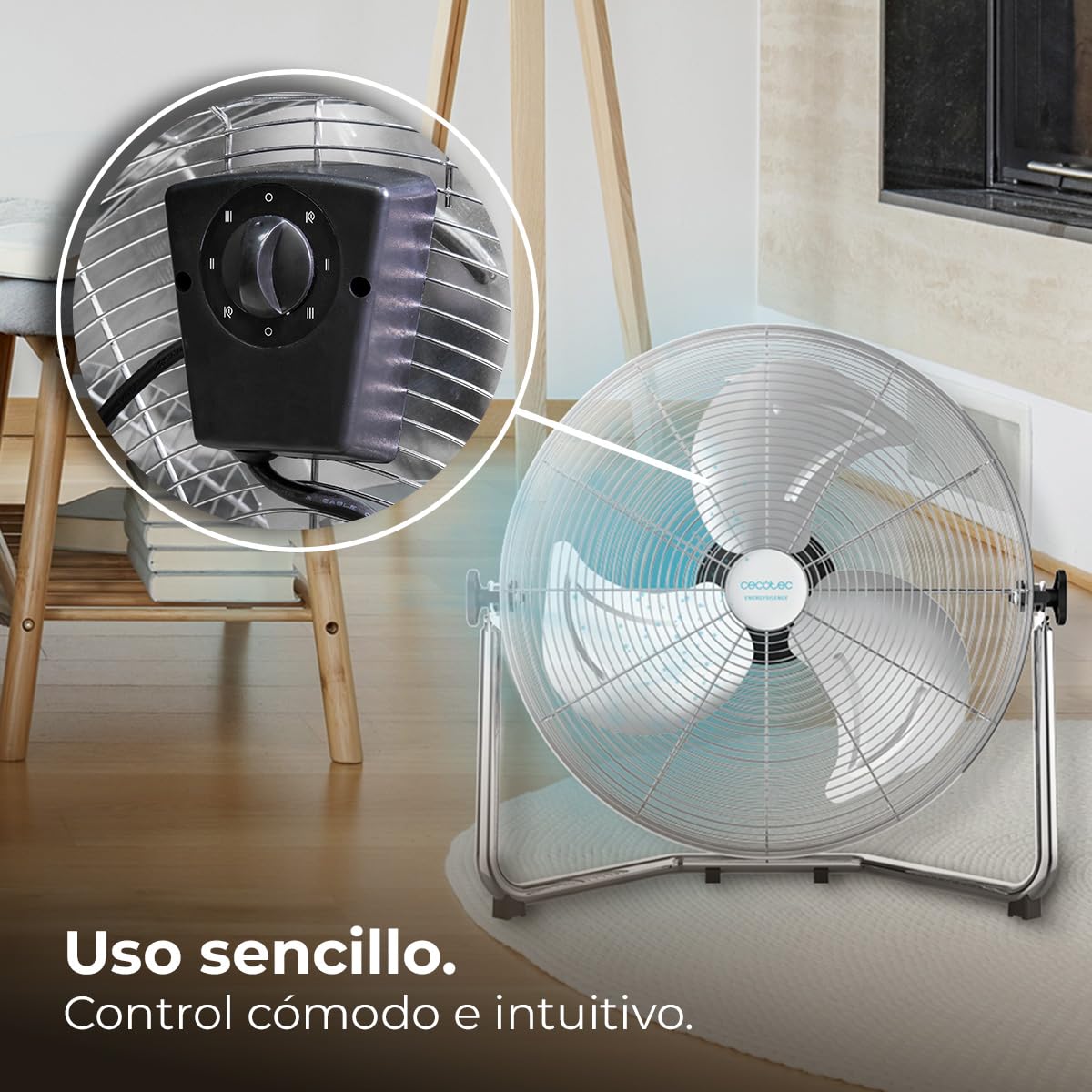 Cecotec Ventilatore Da Pavimento EnergySilence 500 - 5 Pale, Oscillante, 3 Velocit&agrave;, 40W
