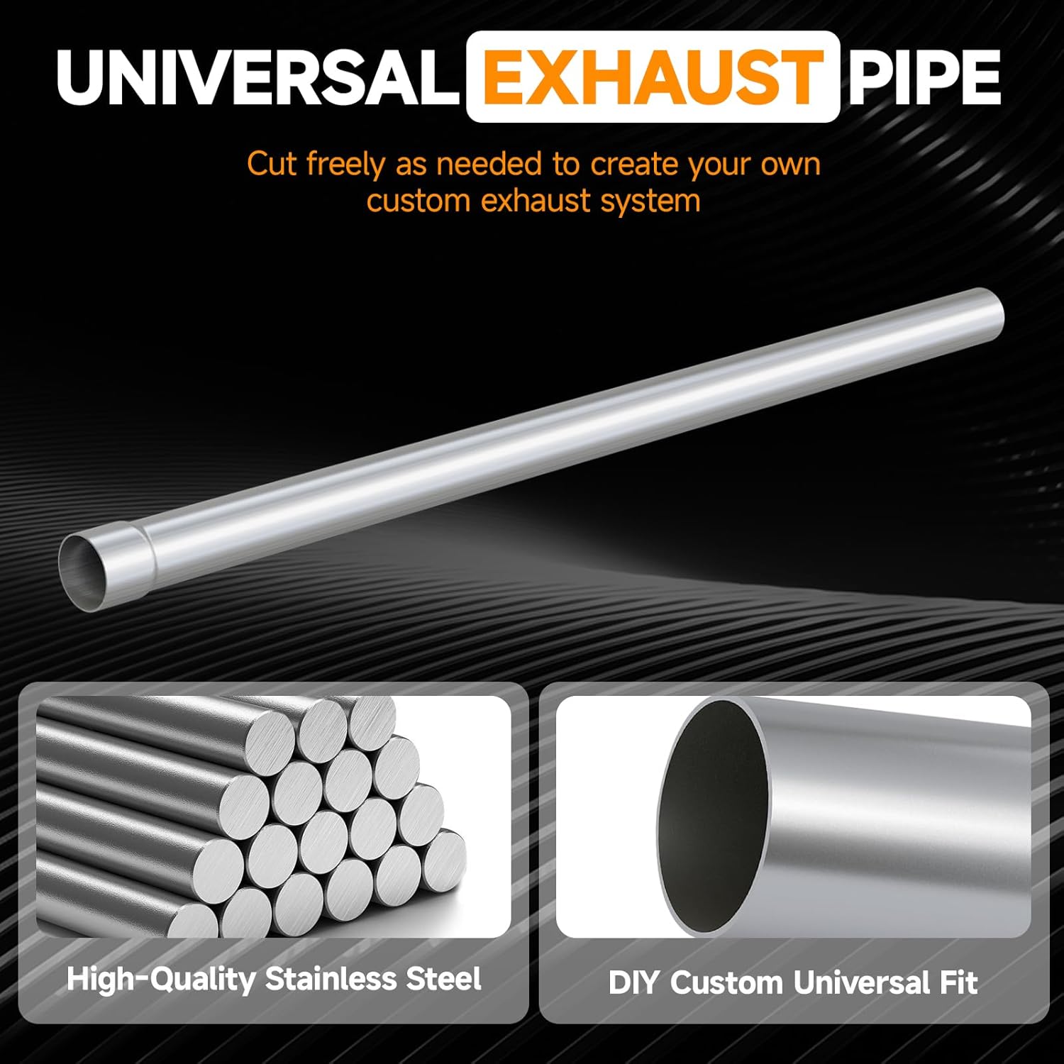 A-KARCK Straight Exhaust Pipe 4" OD, Stainless Steel 40" Long Mandrel Exhaust Tube