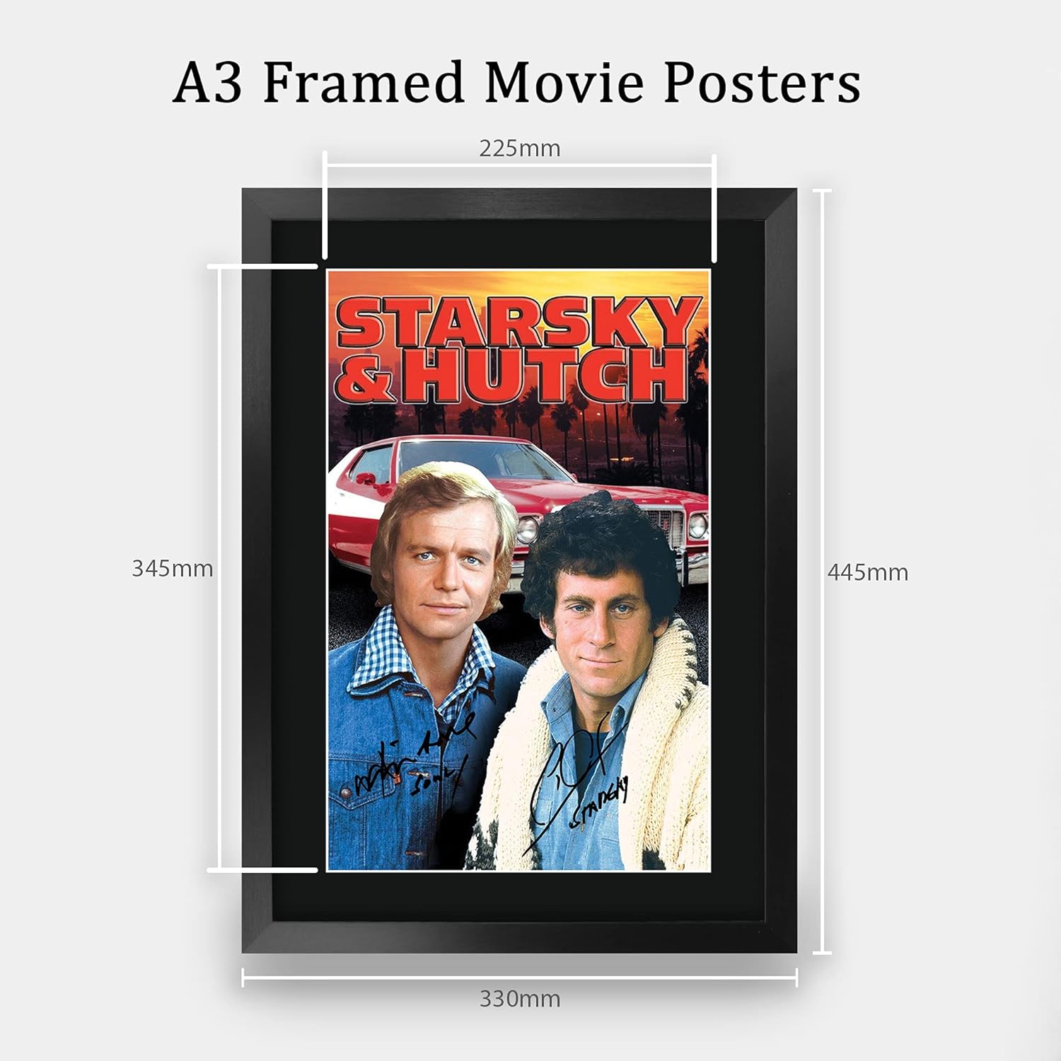 HWC Trading Starsky & Hutch David Soul, Paul Michael Glasier 16 x 12 inch Framed Gifts Printed Signed Autograph Poster for TV Memorabilia Fans - 16" x 12" Framed