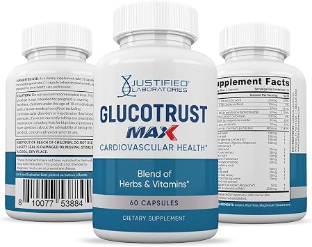 Justified Laboratories Glucotrust Max 1295MG Formula Supplement Pills 60 Capsules