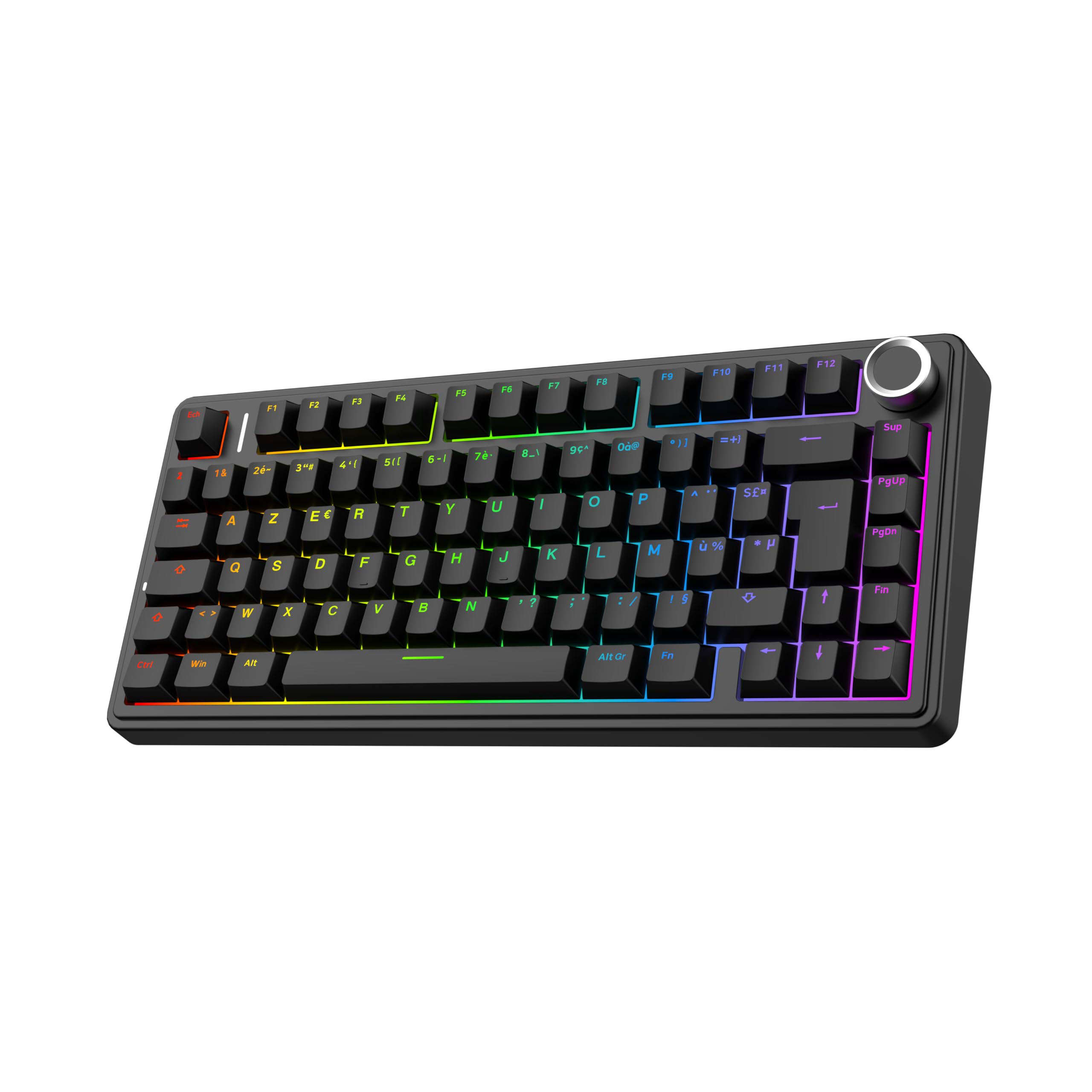 EPOMAKER Aula F75 ISO-FR Clavier Mécanique sans Fil, AZERTY 75%, Clavier Gaming Français avec Bouton Rotatif, RVB, Hot-Swap, Montage Gasket, Son Crémeux, BT/2.4Ghz/Filaire