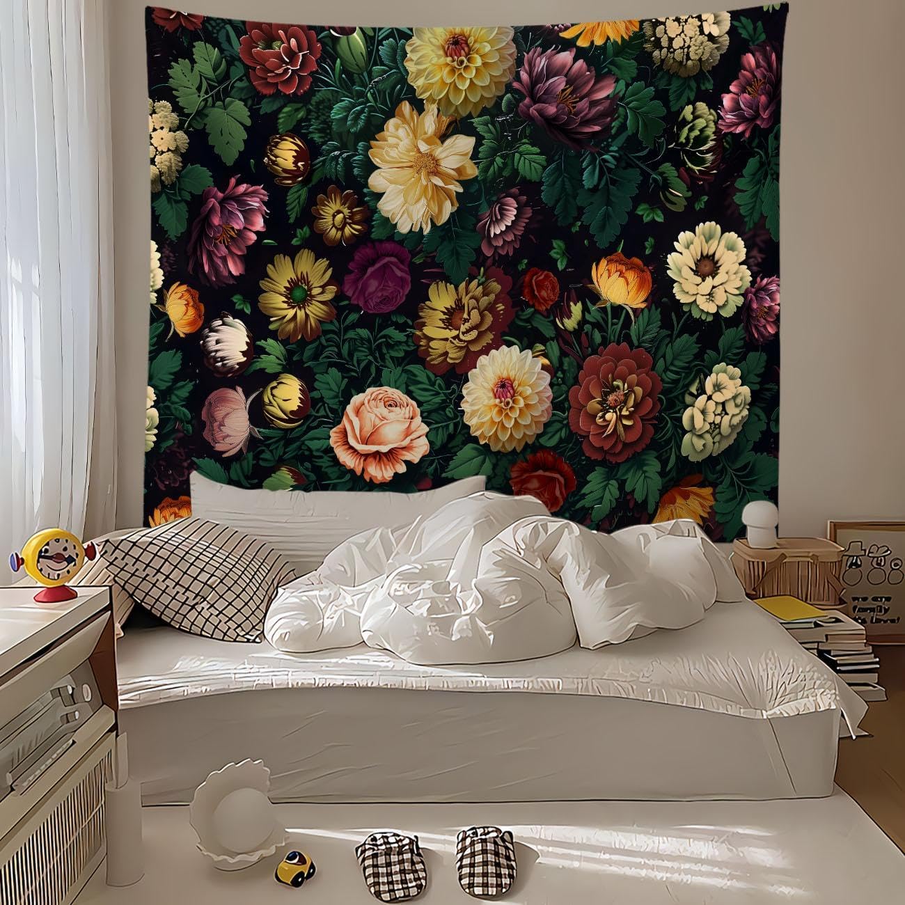 MAMHSABC Floral Tapestry Vintage Garden Tapestry Colorful