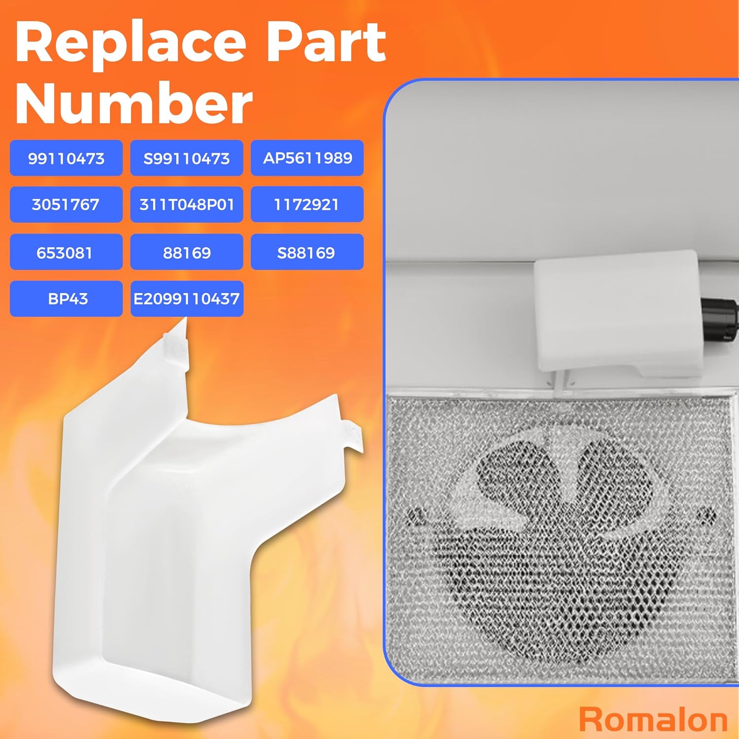 99110437 S99110437 Range Hood Light Lens Cover BP43 Fit for Broan Nutone 40000 41000 42000 45000 Models Series Range Hood By Romalon - Image 2