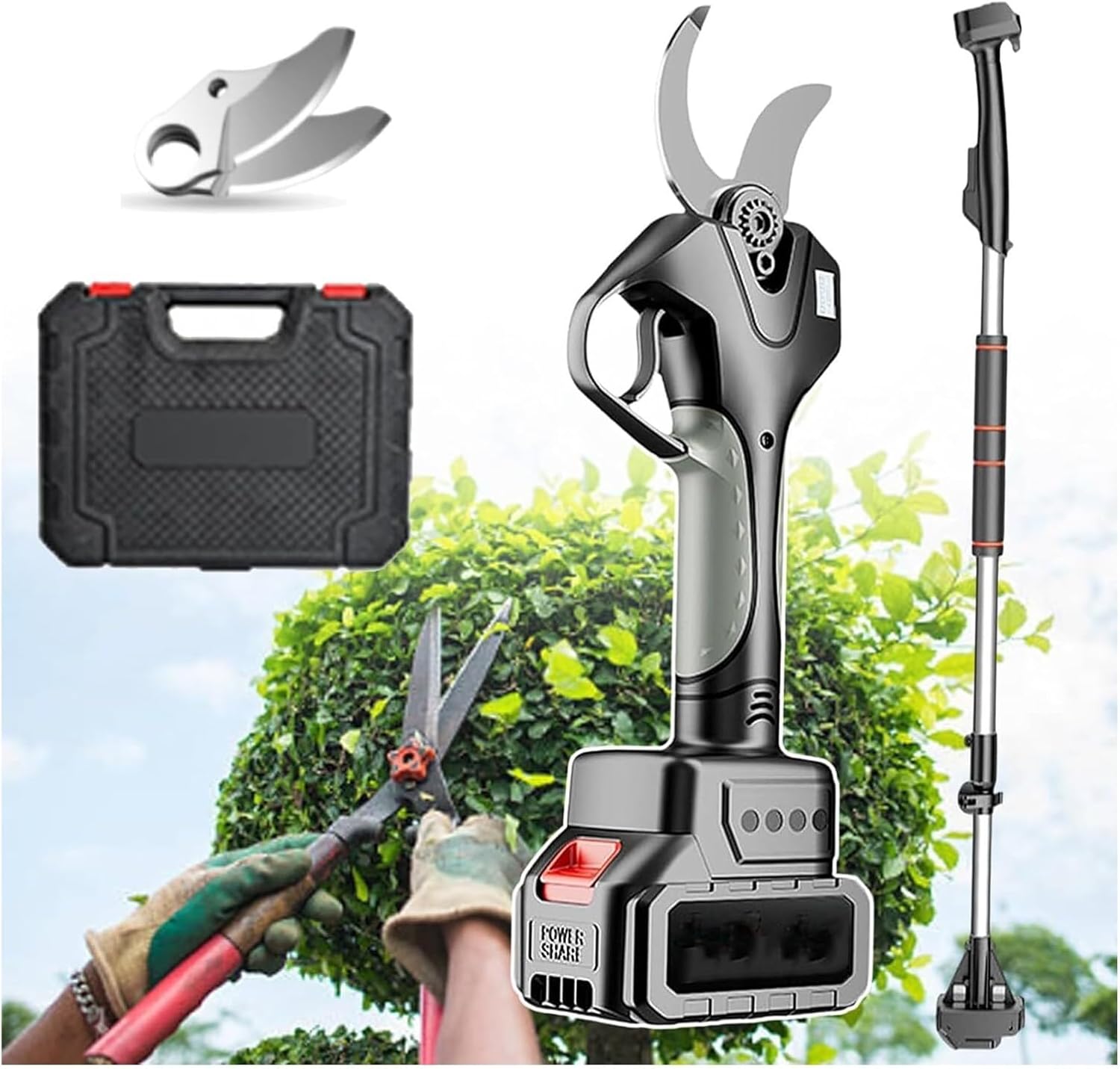 剪定鋏、ワイヤレス充電式電動ハサミ、16.8V、2Ahバッテリー、3～4時間