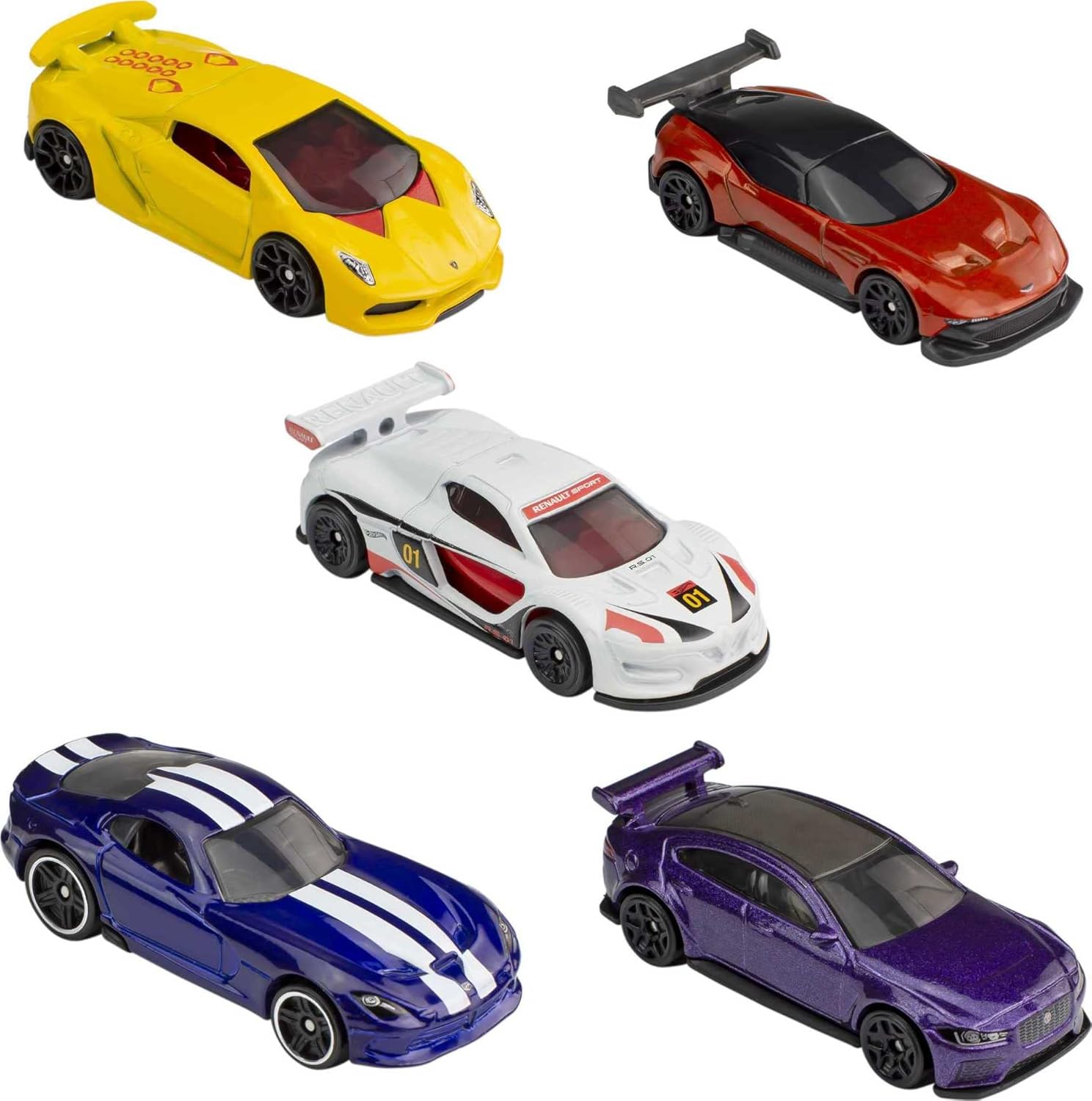 Hot Wheels 5-Pack Bundle of 15 Toy Cars, 3 5-Packs of HW Sports, Motor Show & HW Legends 1:64 Scale Vehicles, Gift for Collectors & Kids 3 Years & Up