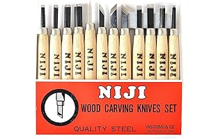 Yasutomo Premium Japanese Wood Carving Tools Set Standard 12 Pieces