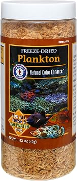 San Francisco Bay Brand Freeze-Dried Plankton Fish Food - Natural Color Enhancer for All Freshwater and Saltwater Fish, Cichlids, Tetras, Catfish - 67% High Protein Tropical Fish Food - 1.42 oz 40g