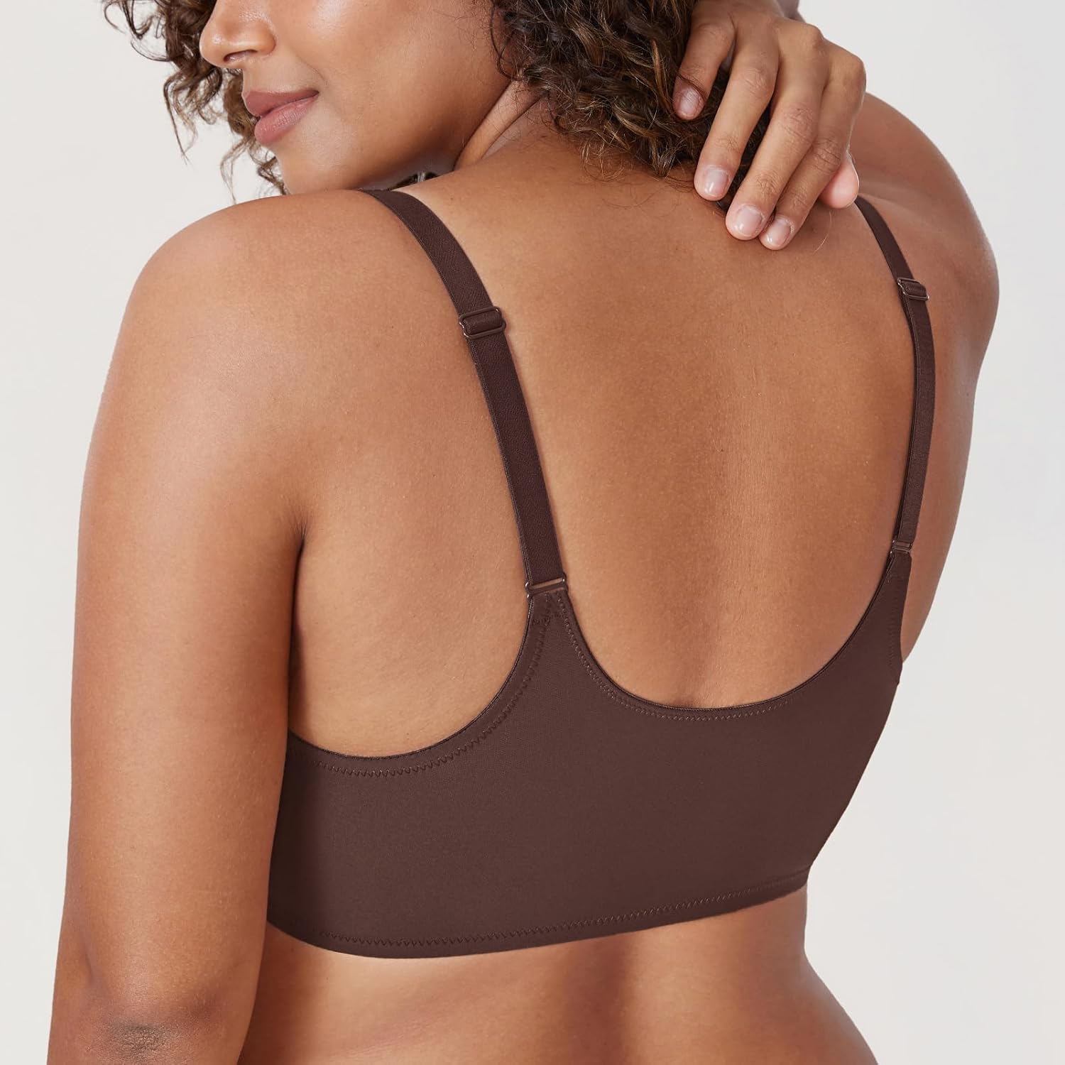 DELIMIRA Women's Front Closure Bras Seamless Plus Size Plunge Underwire Unlined Comfortable Bra - Image 2