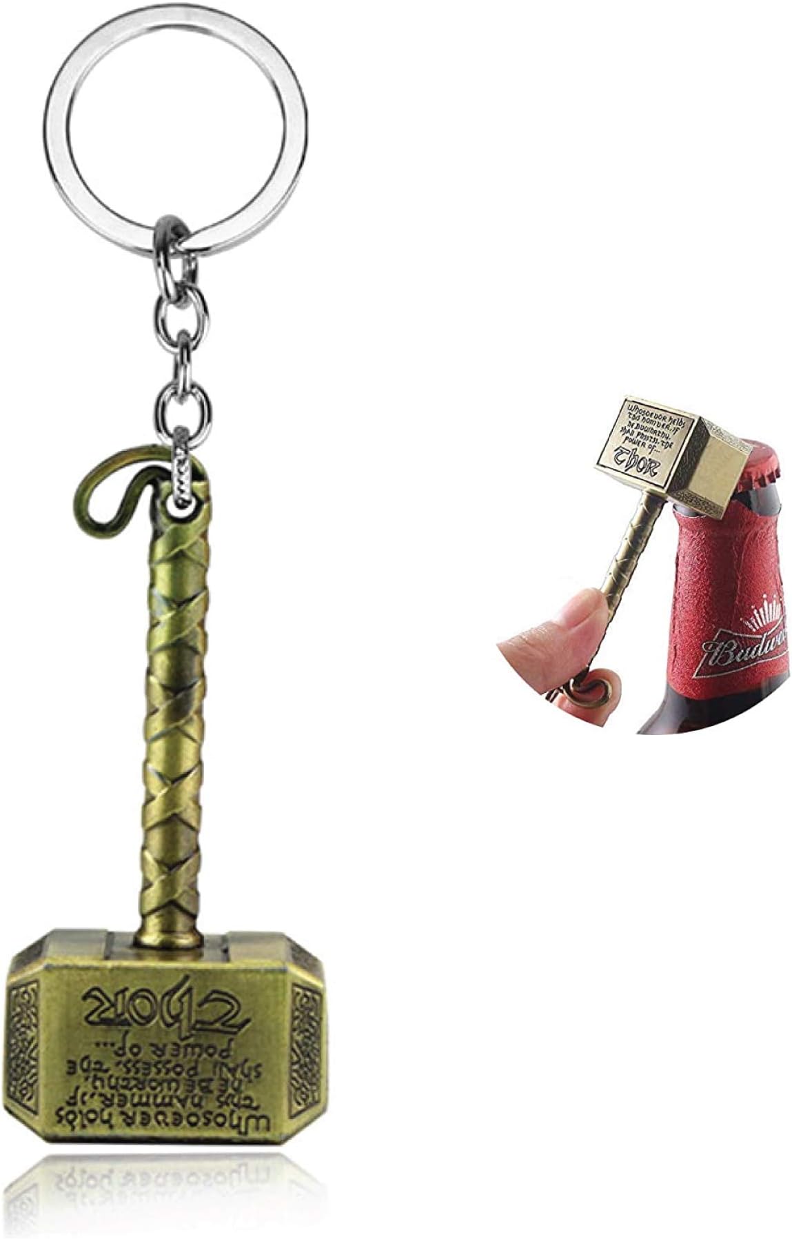 Thor Hammer Keychain Bottle Opener - Gift for Marvel Avengers Fans (Gold)
