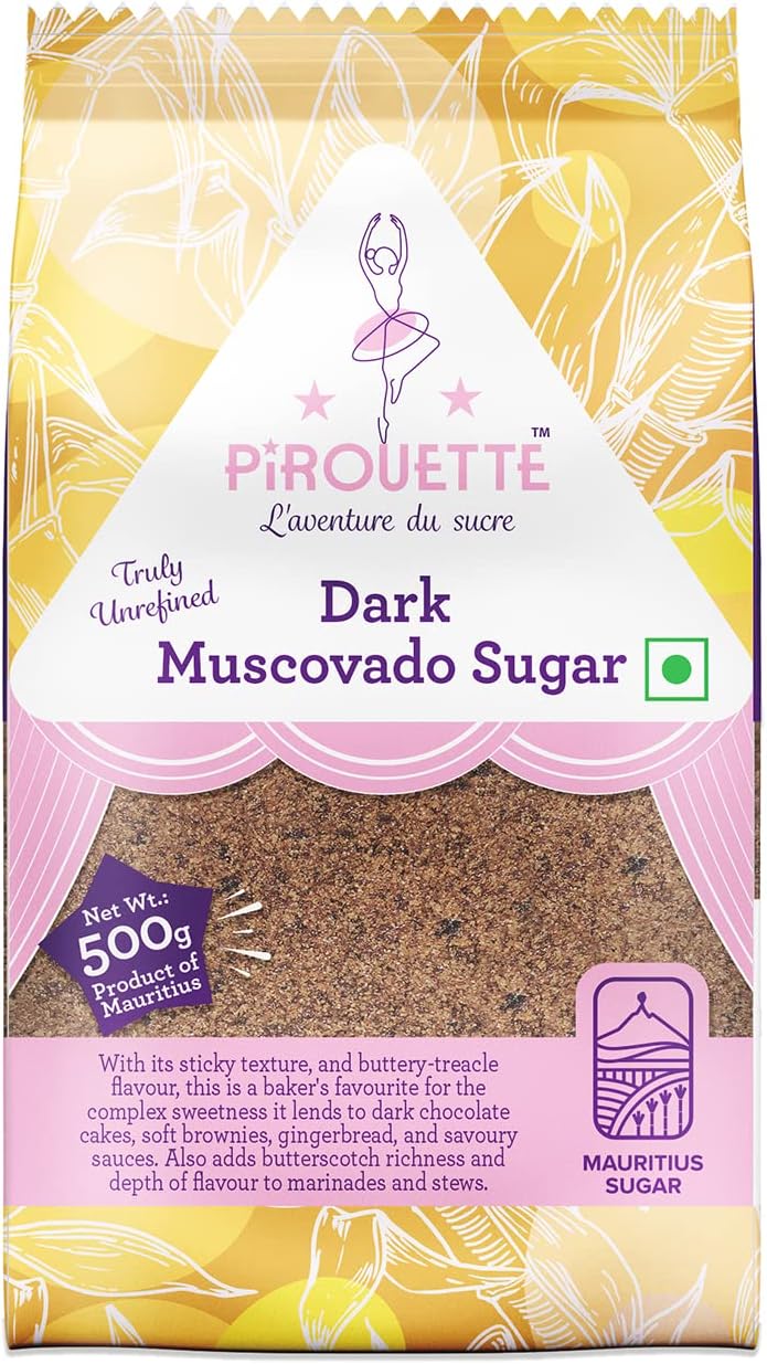 Pirouette Dark Muscovado Sugar, 500g | Truly Unrefined | Mauritius Sugar | Dark Chocolate cakes, Soft brownies, Marinades and Savoury sauces