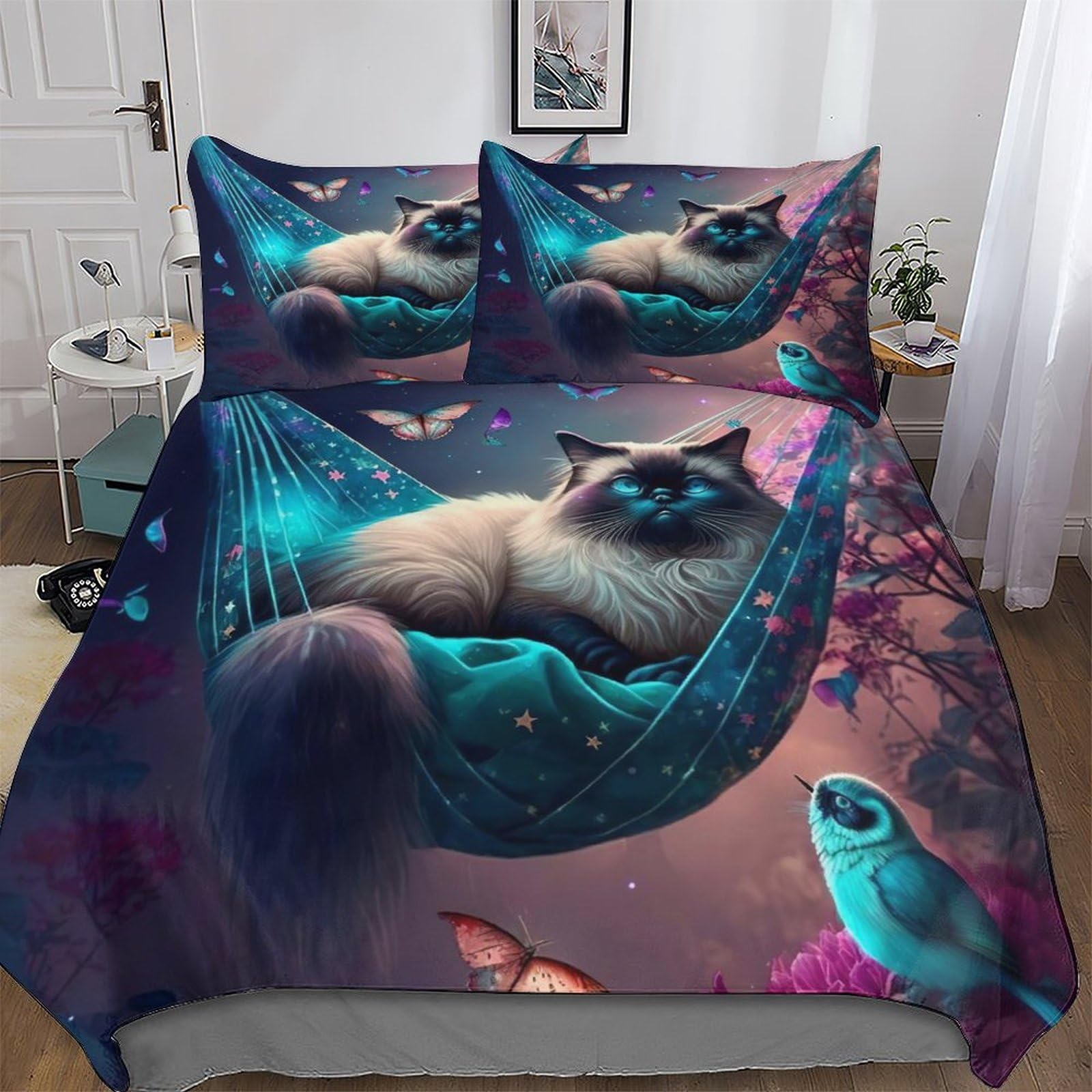 Housse de couette chat super douce en microfibre pour un sommeil moelleux