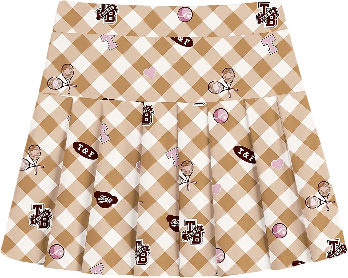 Arshiner Faldas de tenis para niñas con bolsillos Falda pantalón de golf plisada atlética para niños | Pantalones cortos incorporados de cintura alta, falda de uniforme escolar, para deporte, rendimiento, entrenamiento, animación