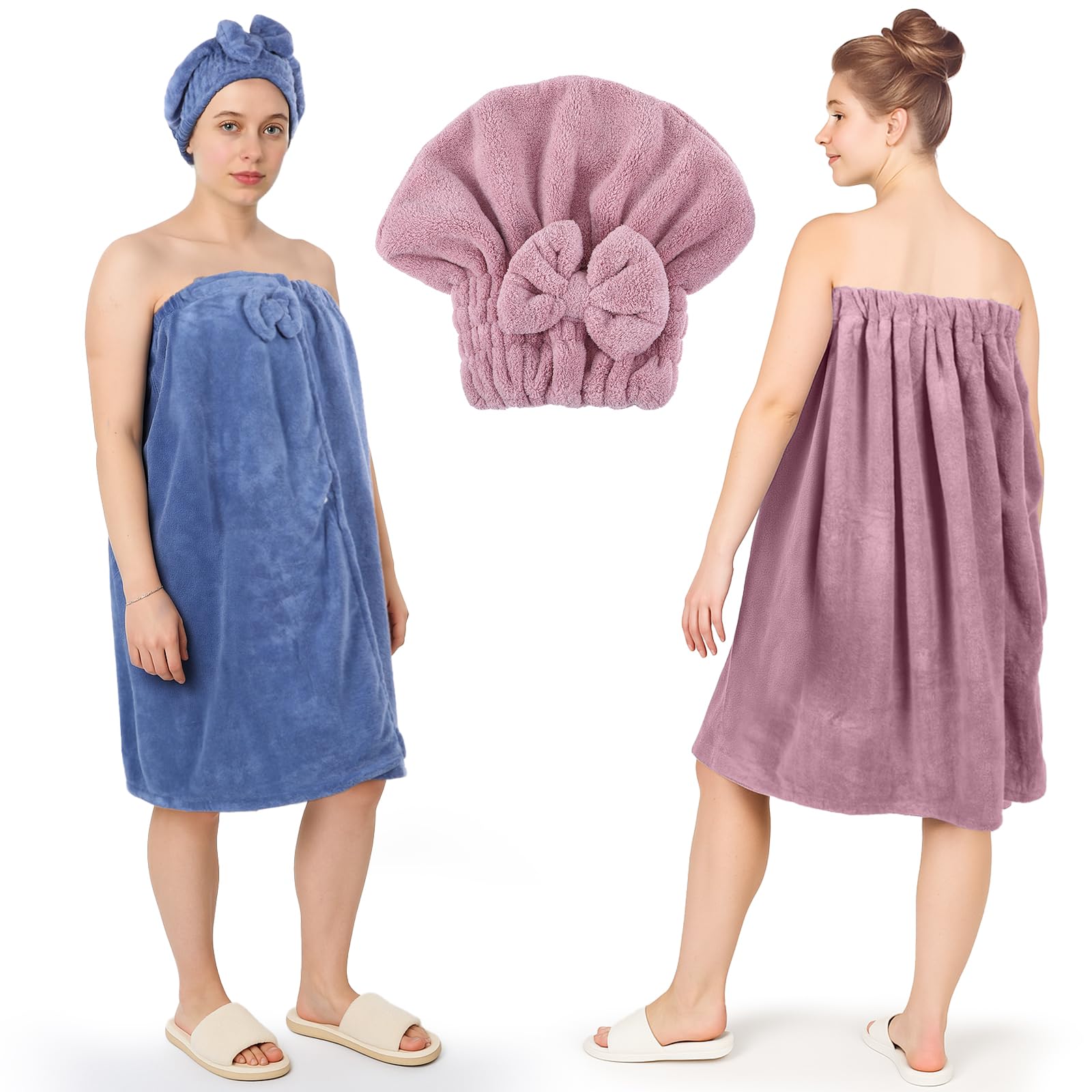 Serviette de bain grande taille JIEYAO lot de 2 avec drap de douche réglable pour femme