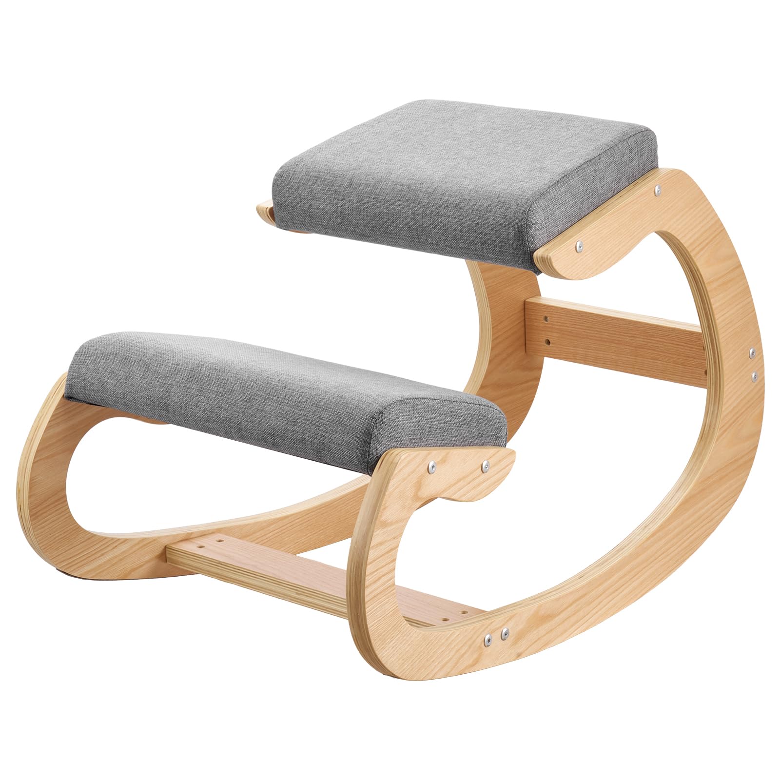 VEVOR Silla Ergonómica de Rodillas con Estructura de Madera y Cojín de Espuma Gris, Taburete para Rodillas Carga de 120 kg, Relajarse de Cuello y Espalda para Hogar, Oficina, 82 x 54 x 55,5 cm