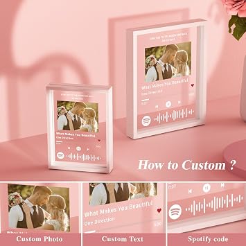 Personalized Spotify Plaque with Free White Frame - Spotify Picture Frame Custom Acrylic Song Plaque - Music Picture Frame Customized Gifts for Boyfriend Girlfriend Couples Family
