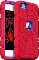 Vista 9 de Grifobes Funda protectora resistente 3 en 1 para iPod Touch 7/6/5 para niños (rojo+negro)