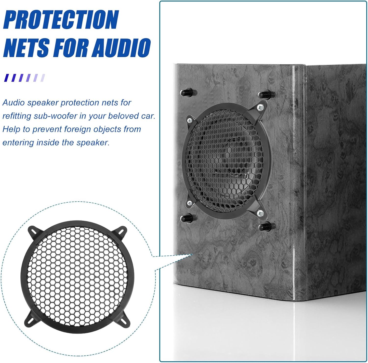 Veemoon 20pcs Car Speaker Grill Covers Mesh Subwoofer Protective Guards for Vehicle Audio Setup 6-inch Dustproof Speaker Case for Home and Car Use