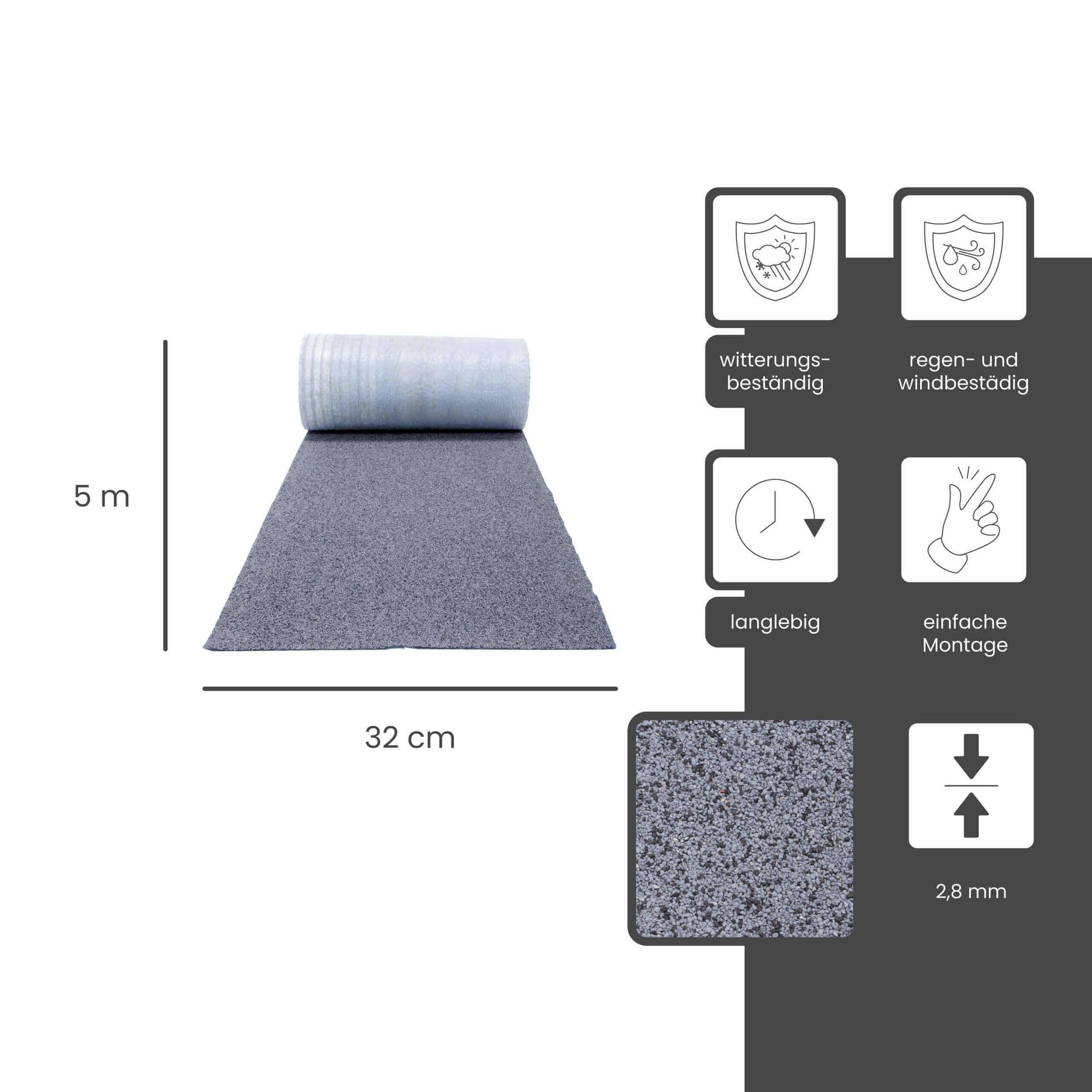 Firstabdeckung für Bitumen Dachschindeln, selbstklebend, Grau 5m x 32cm Rolle, Dachpappe Schindeln für Gartenhaus, Carport & Vogelhaus- zur Dachabdichtung am First