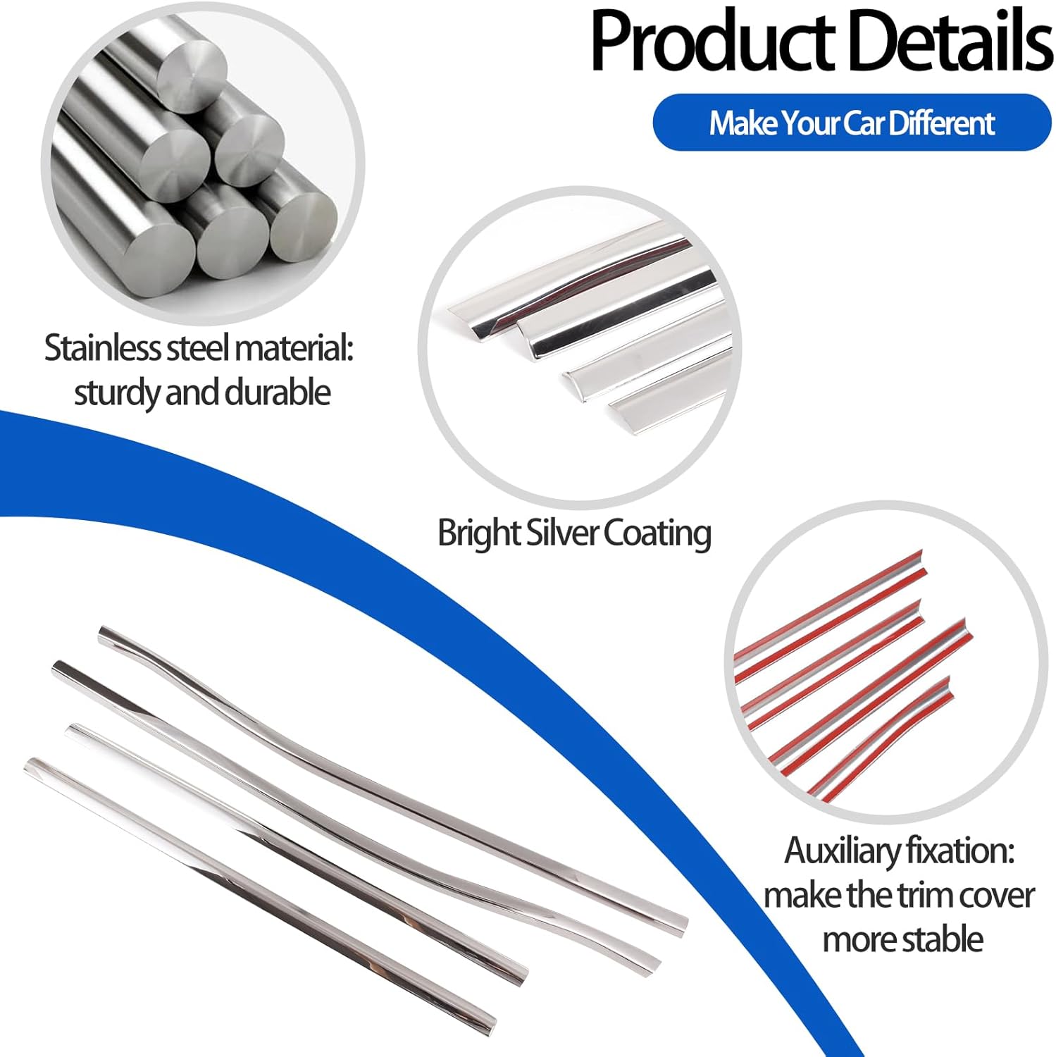 Door Window Moulding Trim Compatible with Nissan Titan 2016-2023, Stainless Lower Window Seal Strip, Car Outside Anti-Scratch Seal Belt, 4PCS