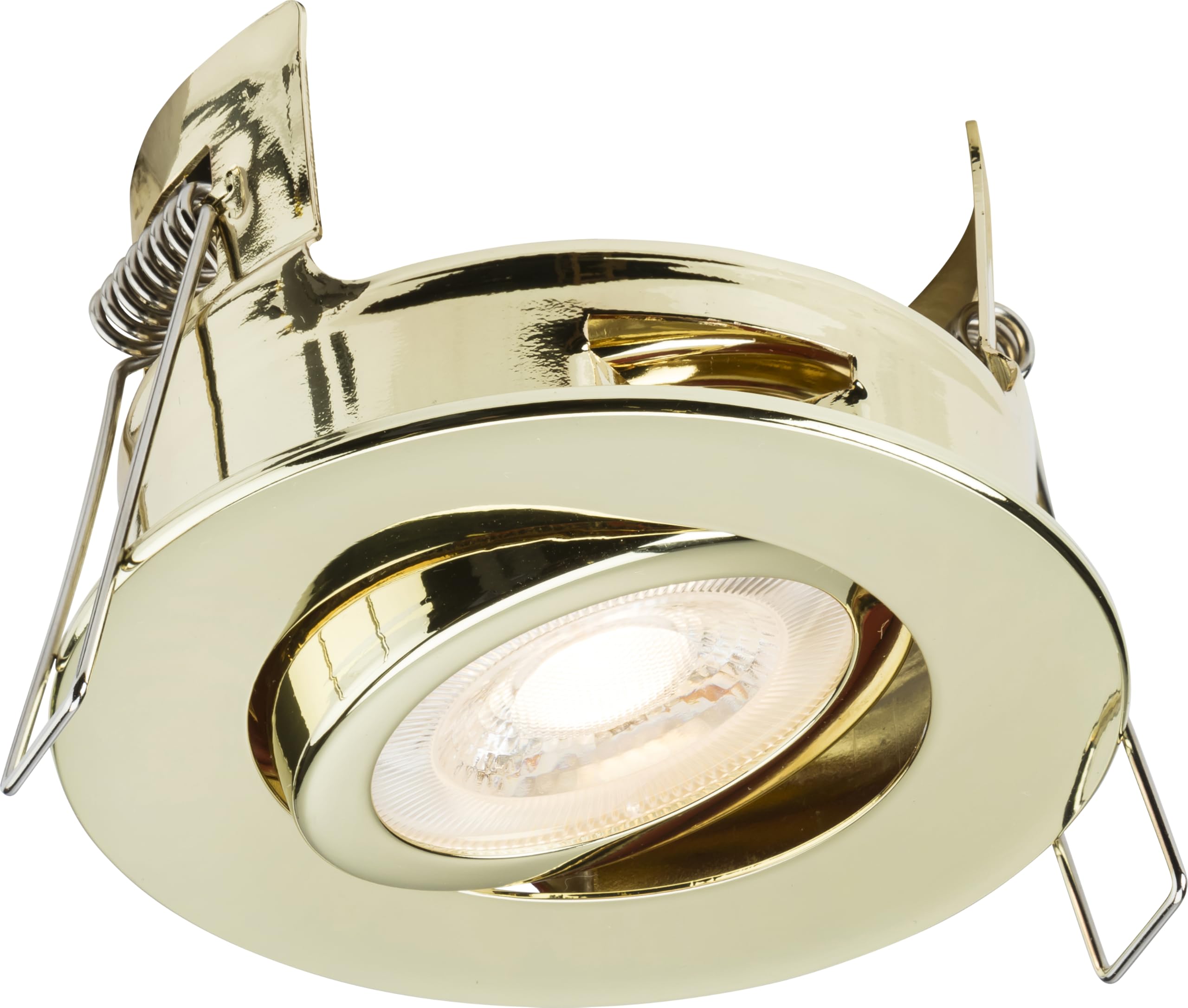 Knightsbridge FireNova IP20 Tilt GU10 Fire-Rated Open-Back Downlight - Polished Brass