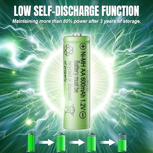 Miniatura 5 de CICMOD Baterías AA recargables 1.2 V Ni-MH 600 mAh doble A batería para jardín al aire libre luces solares paquete de 4