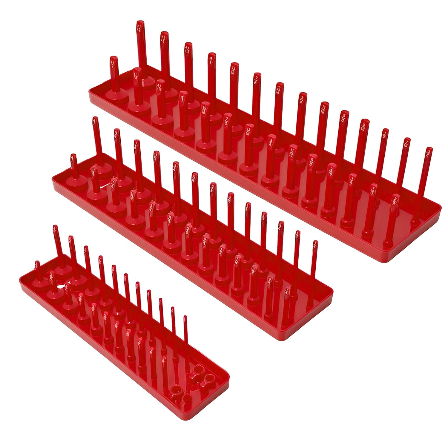 AIUITIO 3PCS Socket Organizer Tray Set, SAE Socket Storage Trays, 1/4-Inch, 3/8-Inch &amp; 1/2-Inch Drive Deep and Shallow Socket Holders for Toolboxes