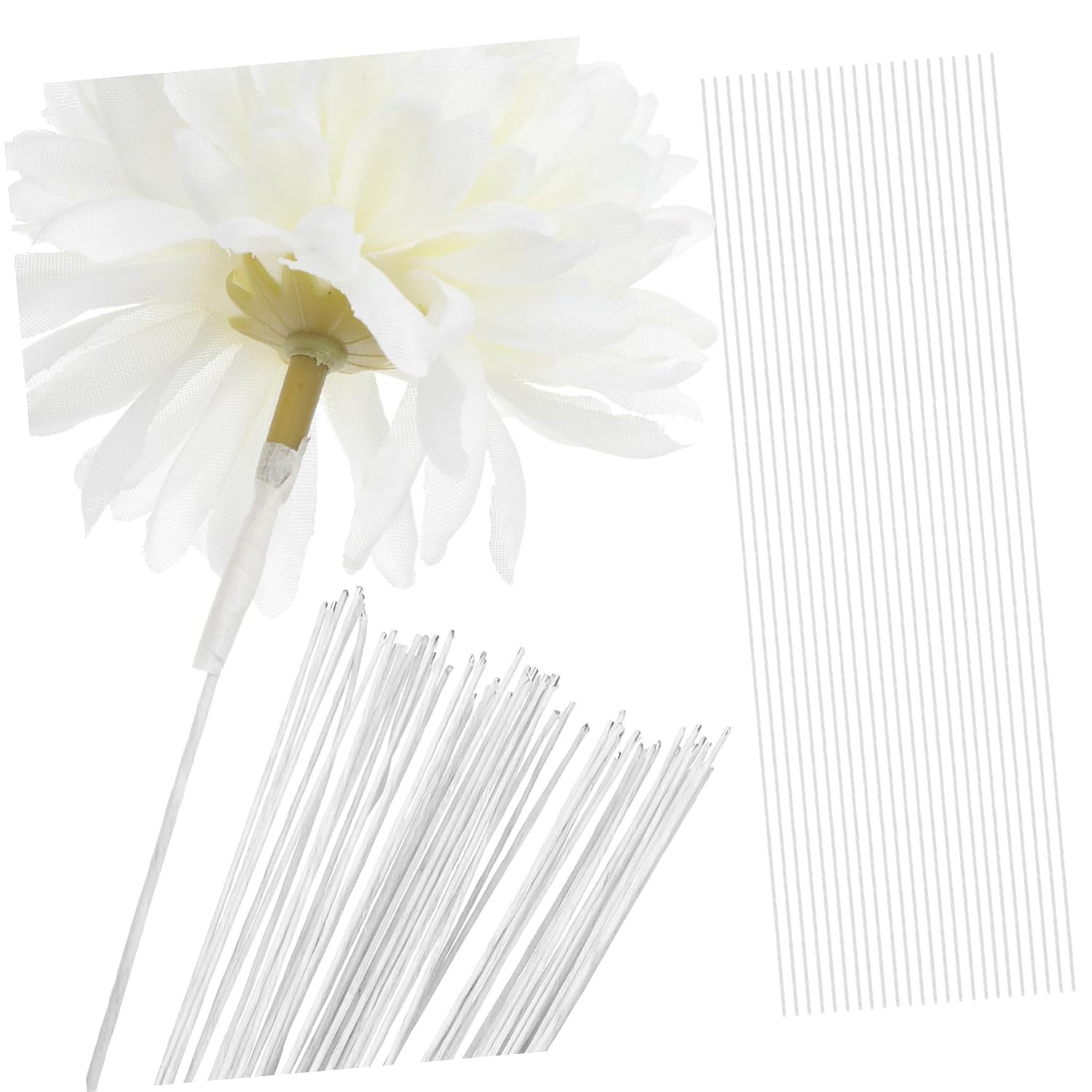 DOITOOL 100pcs White Coated Floral Wire Stems Iron Garden Wire for Plants Flexible DIY Stems for Craft Flowers
