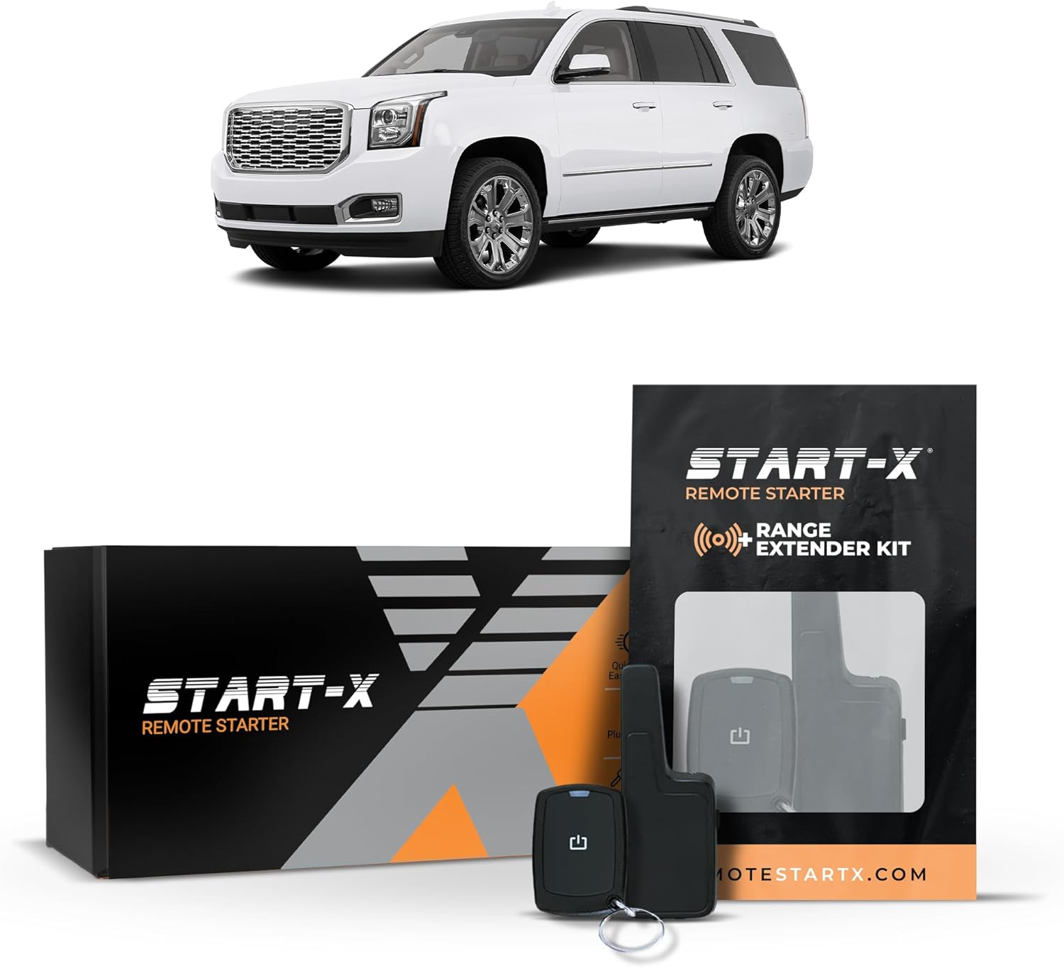 Start-X Remote Starter Kit + 2000ft 1 Way Range Extender for Chevrolet Suburban, Tahoe & GMC Yukon (2015, 2016, 2017, 2018, 2019, 2020) Vehicles with Key Ignition